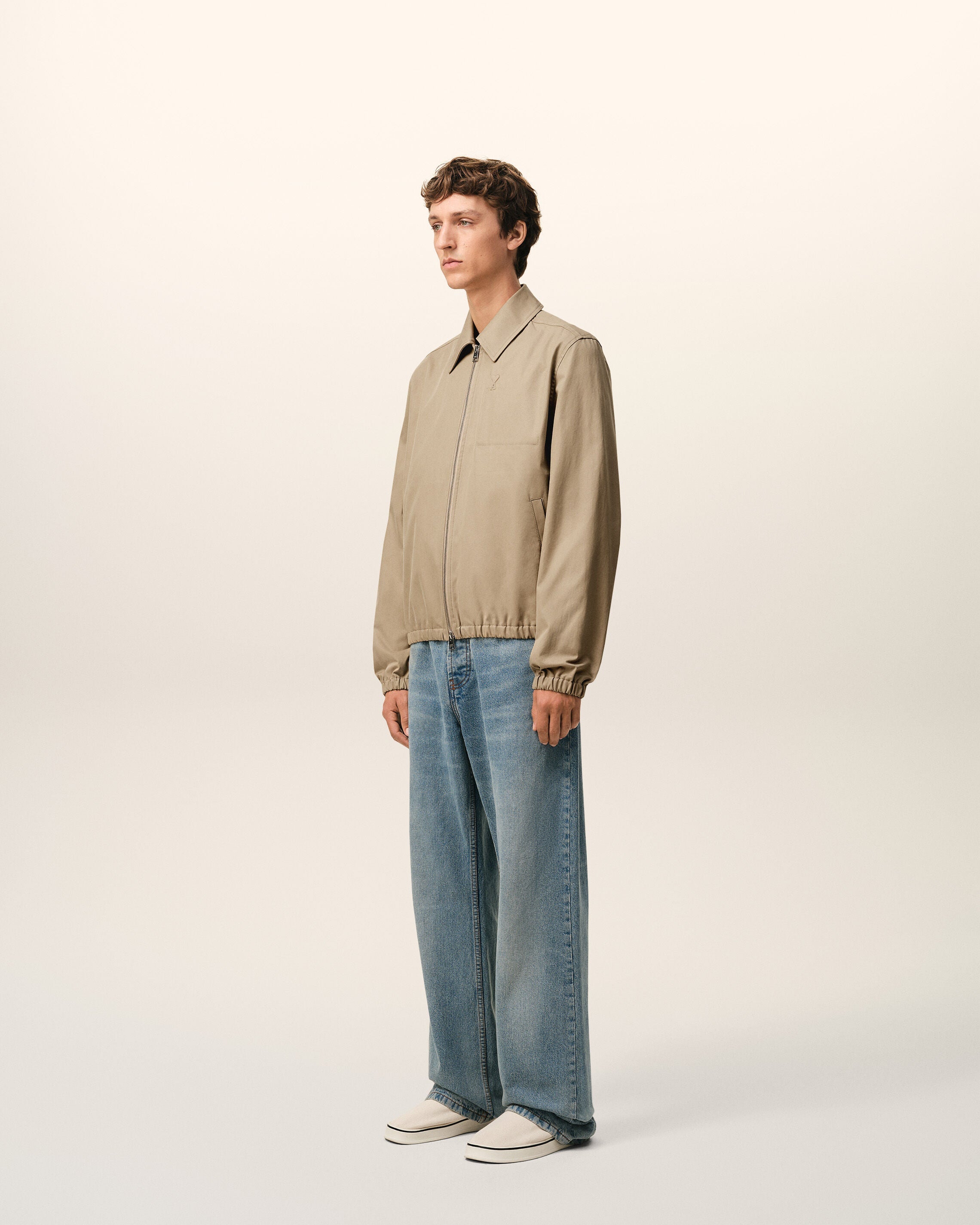 Beige Cotton Ami De Cur Zipped Jacket