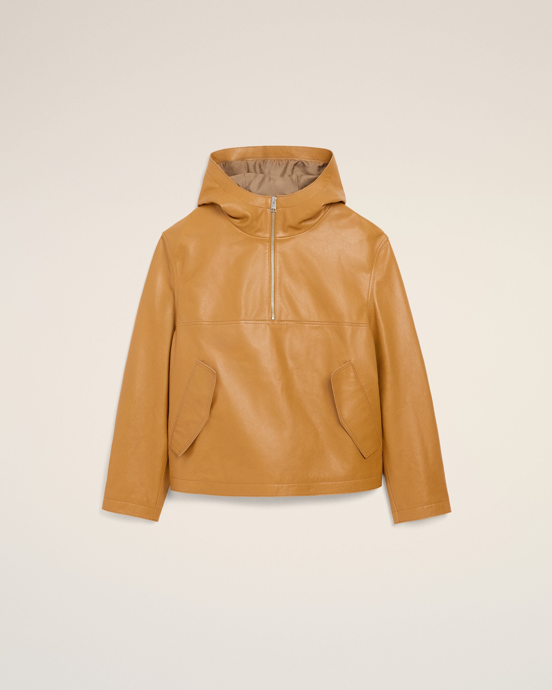 AmiParis Yellow Cow Leather Hooded Jacket