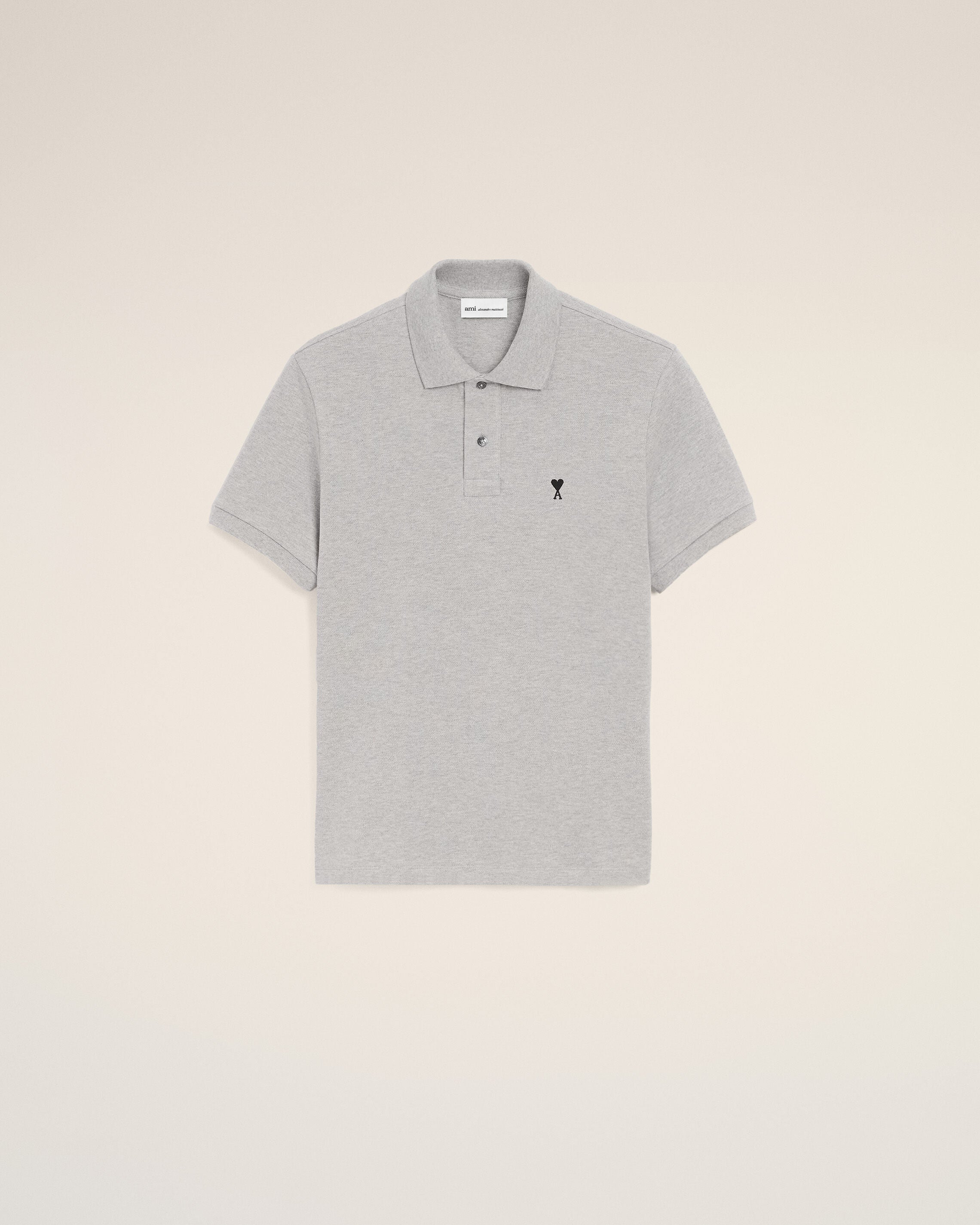 Grey Cotton Contrasted Ami De Coeur Polo Shirt