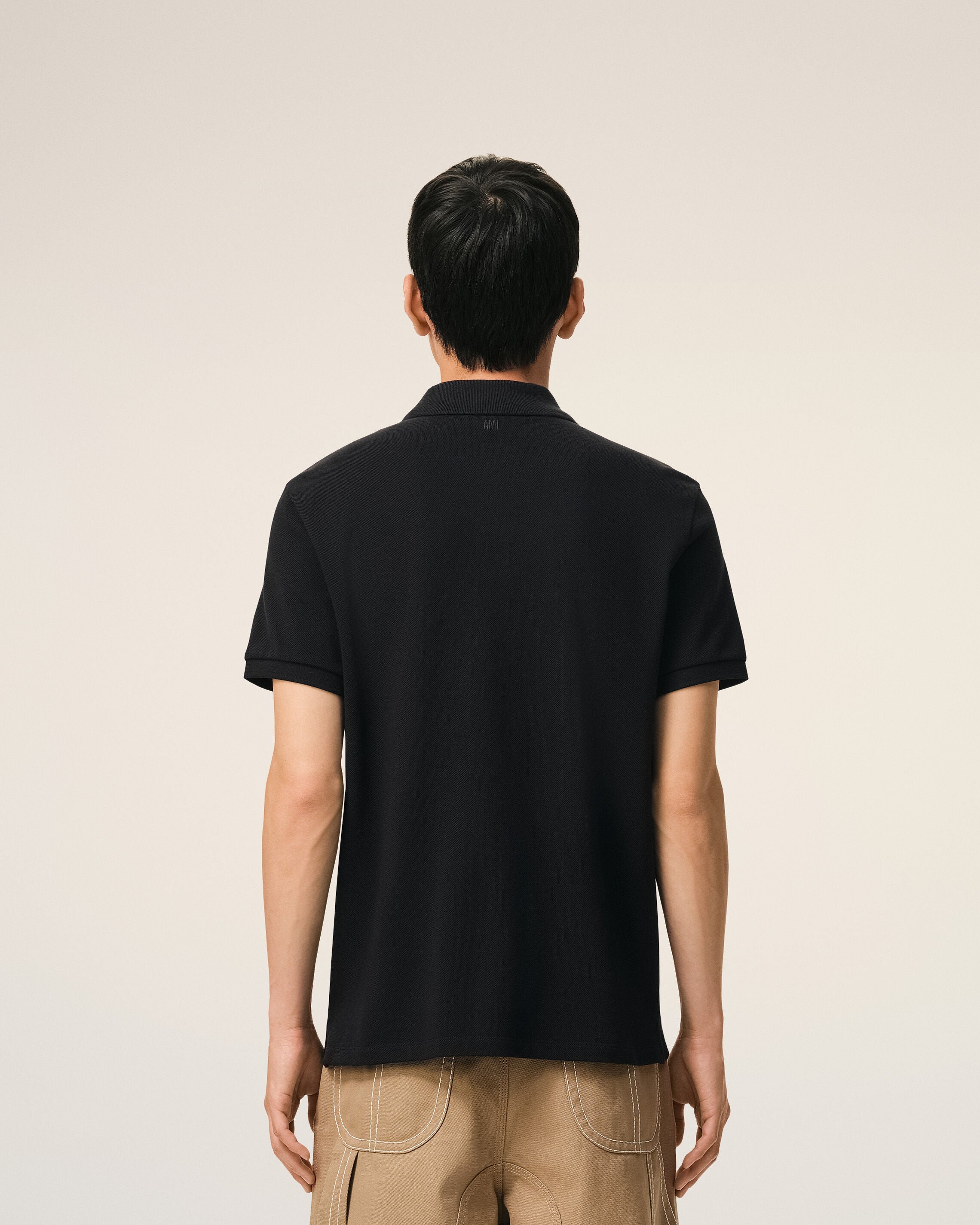 Black Cotton Short Sleeves Ami De Coeur Polo Shirt