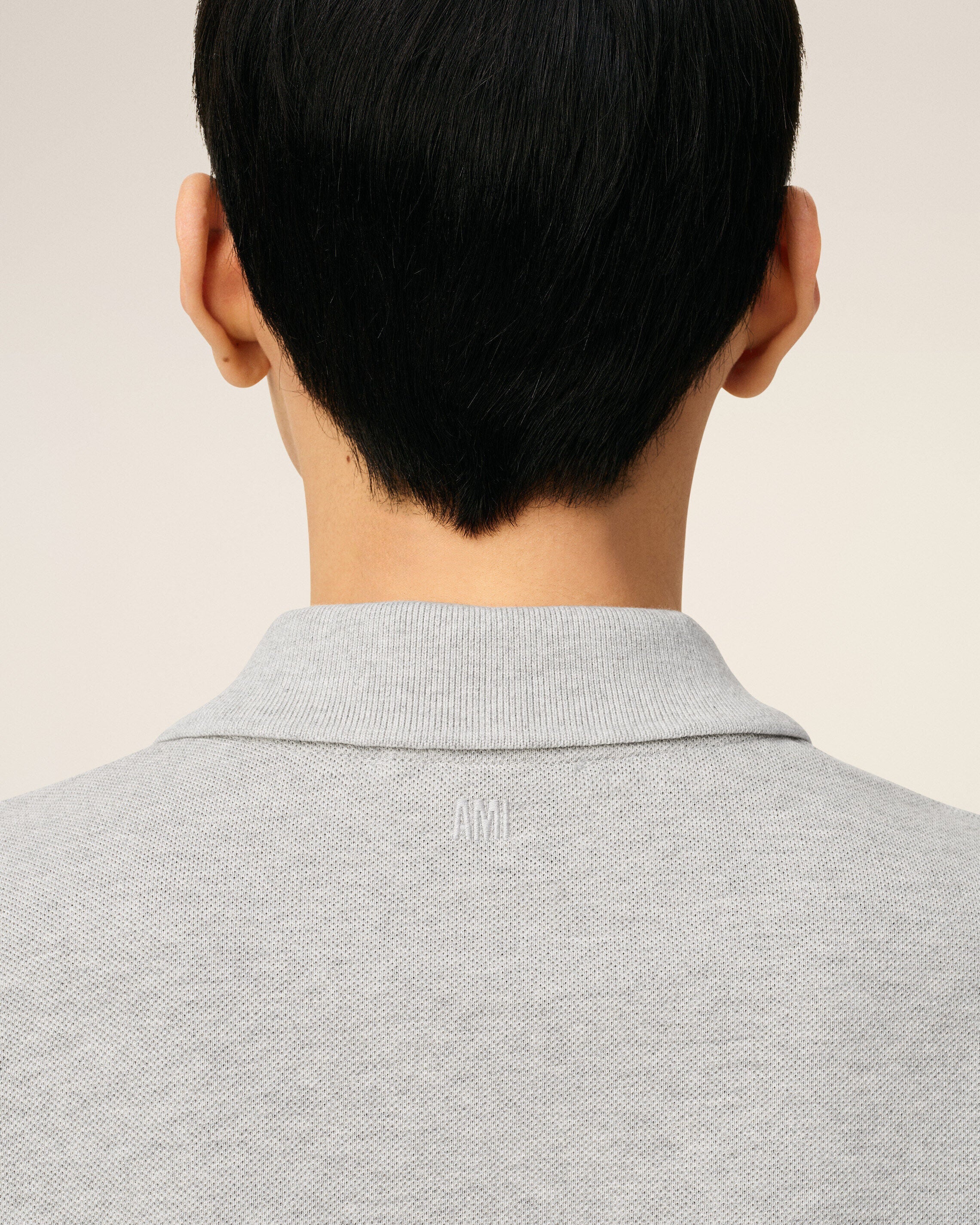 Grey Cotton Contrasted Ami De Coeur Polo Shirt