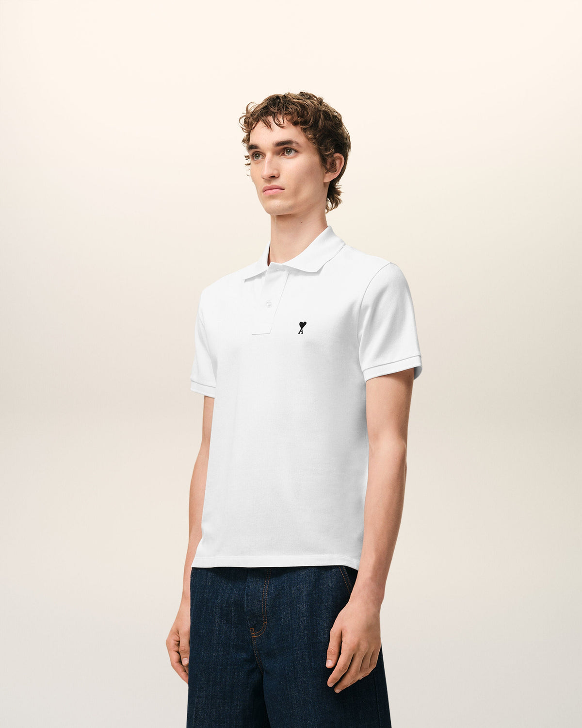 White Cotton Short Sleeves Ami De Coeur Polo Shirt