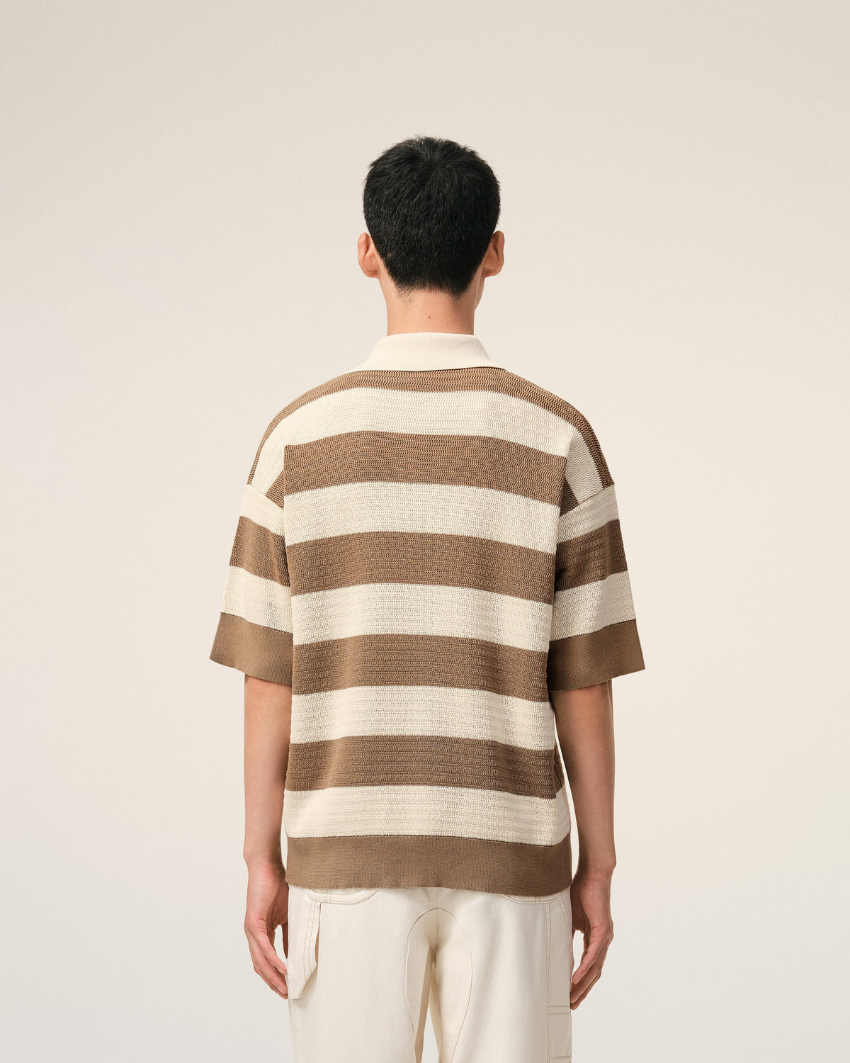 White And Brown Cotton Ami De Coeur Polo