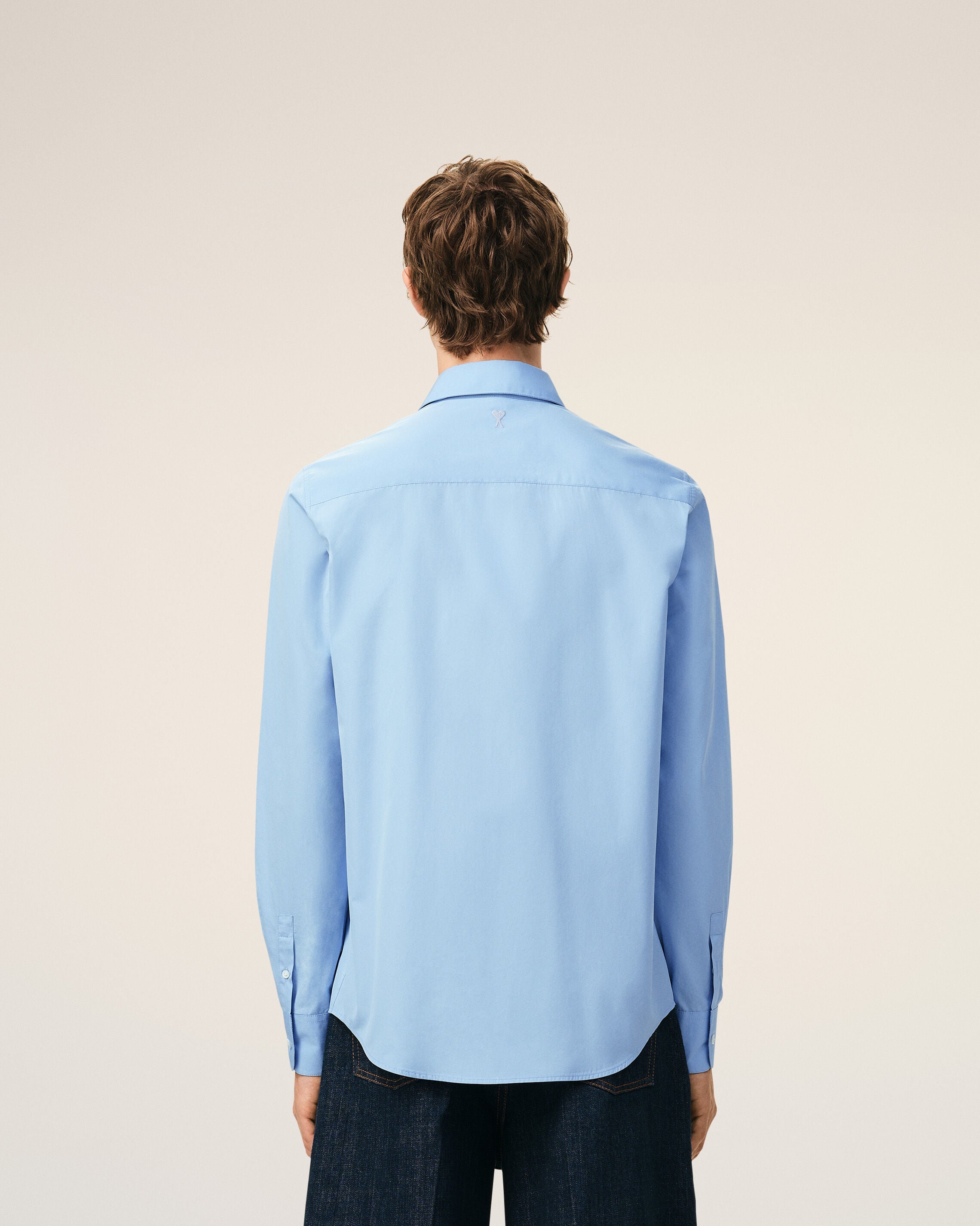 Blue Cotton Tailor Embroidered Ami De Coeur Shirt