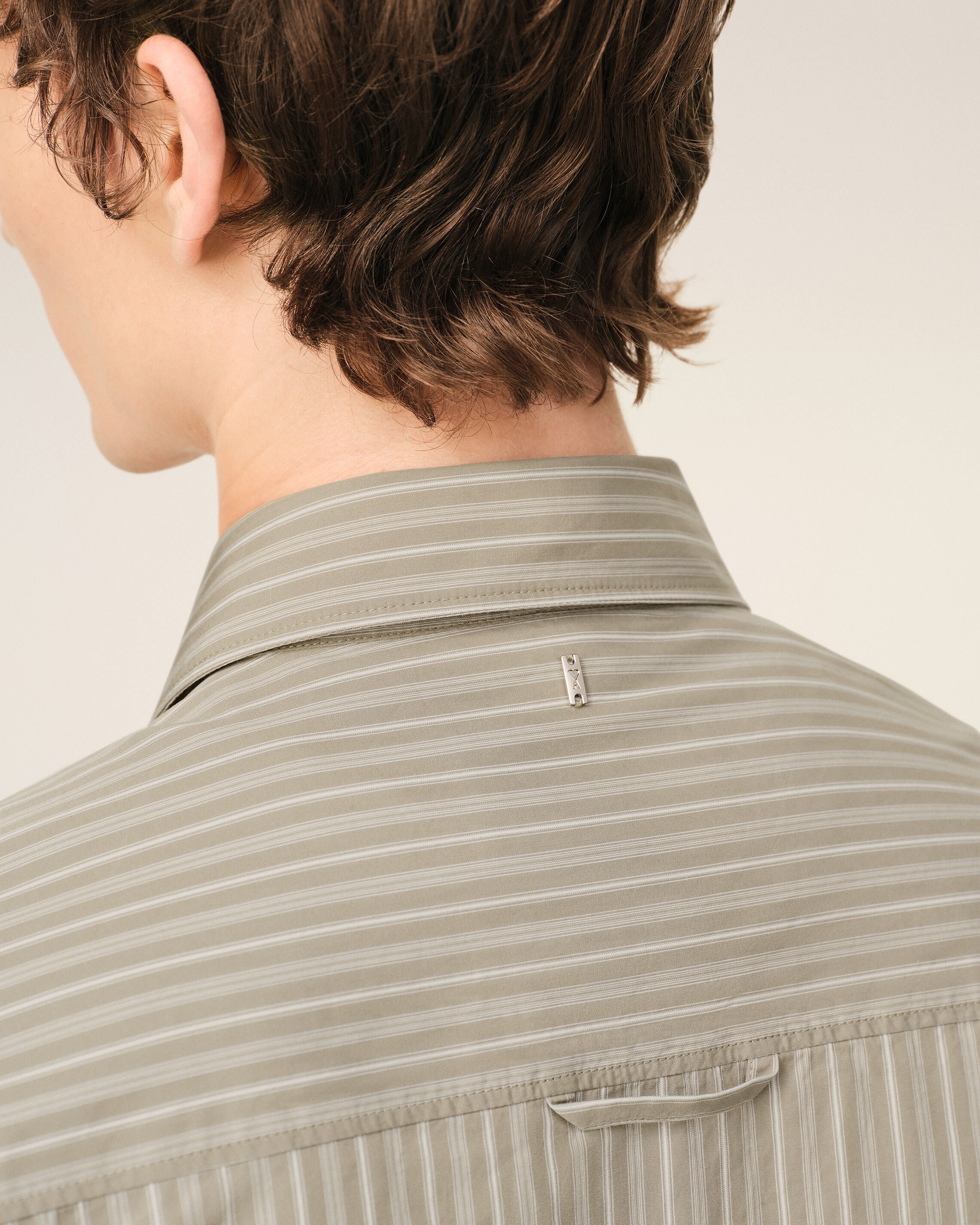 AmiParis Beige Cotton Long Sleeve Ruffled Adjusted Shirt