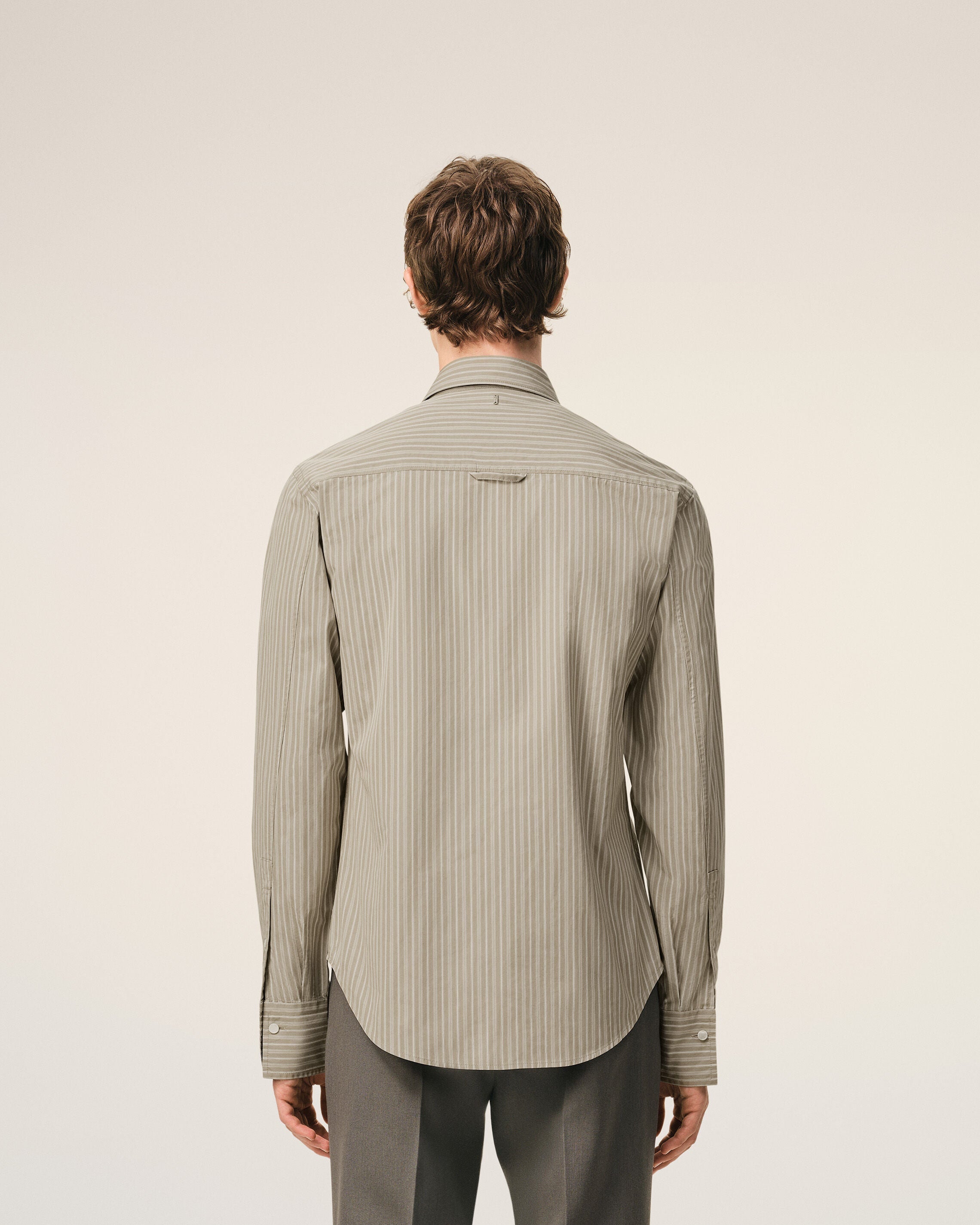AmiParis Beige Cotton Long Sleeve Ruffled Adjusted Shirt