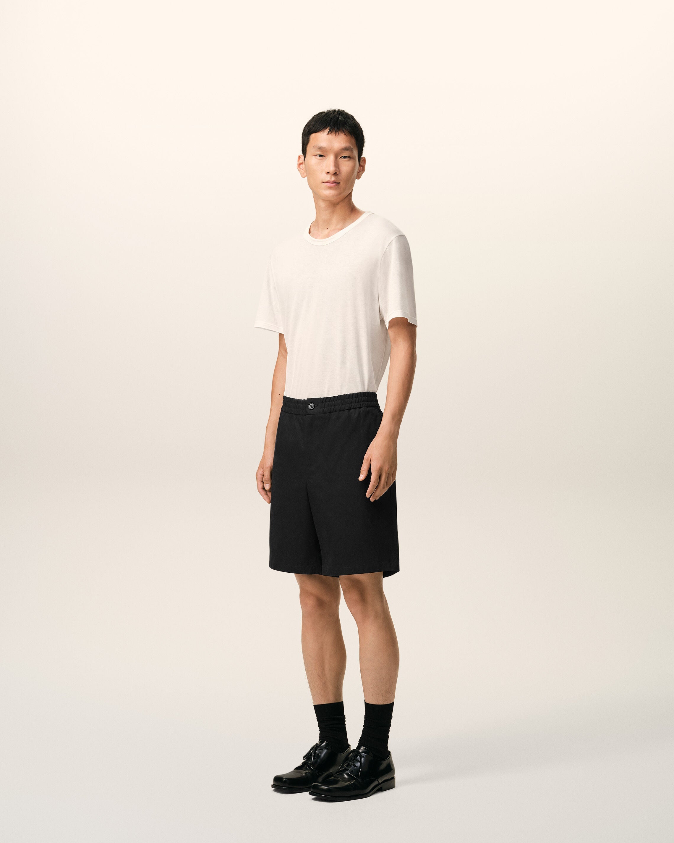 Black Cotton Elasticated Waist Ami De Coeur Shorts