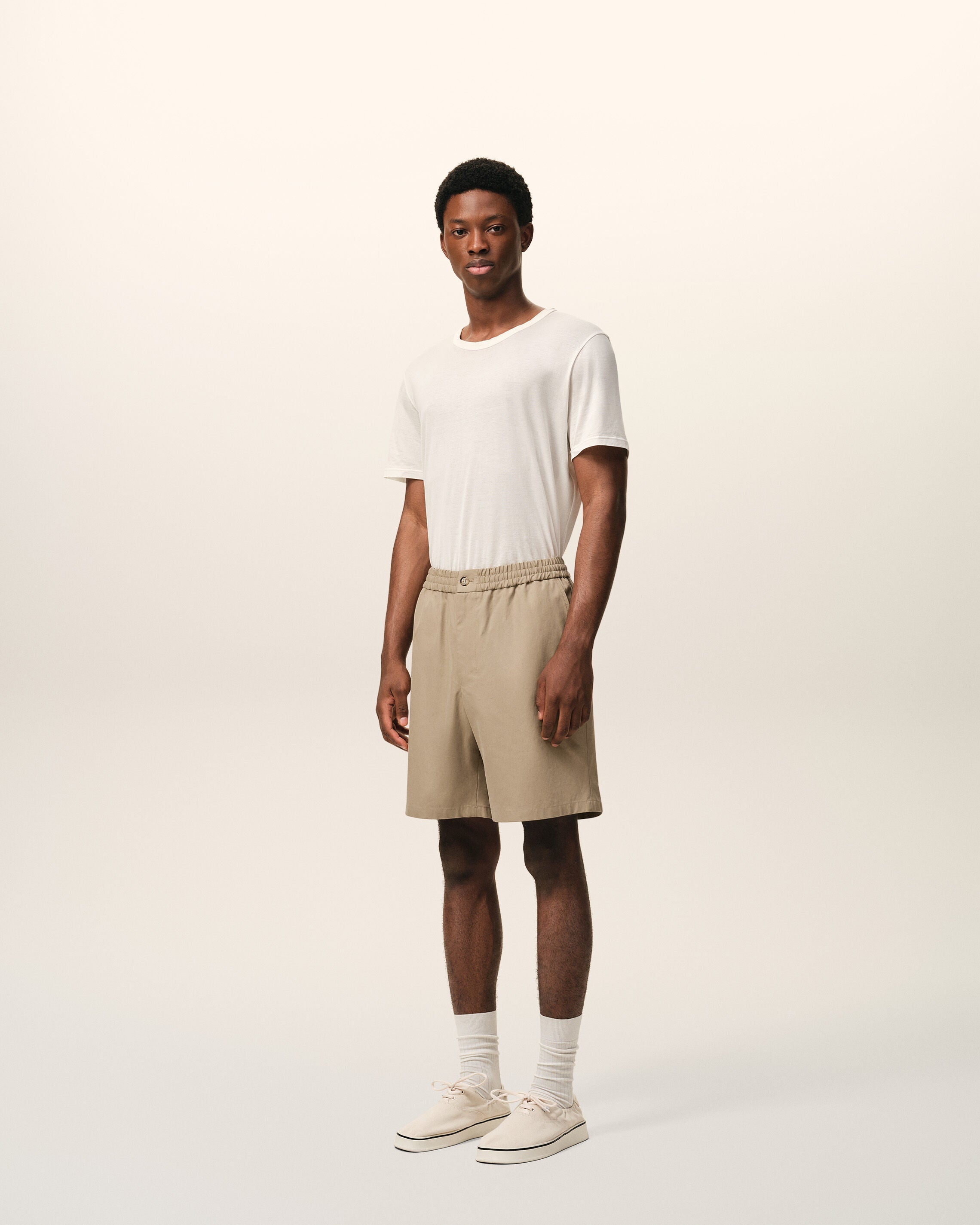 Beige Cotton Elasticated Waist Ami De Coeur Shorts