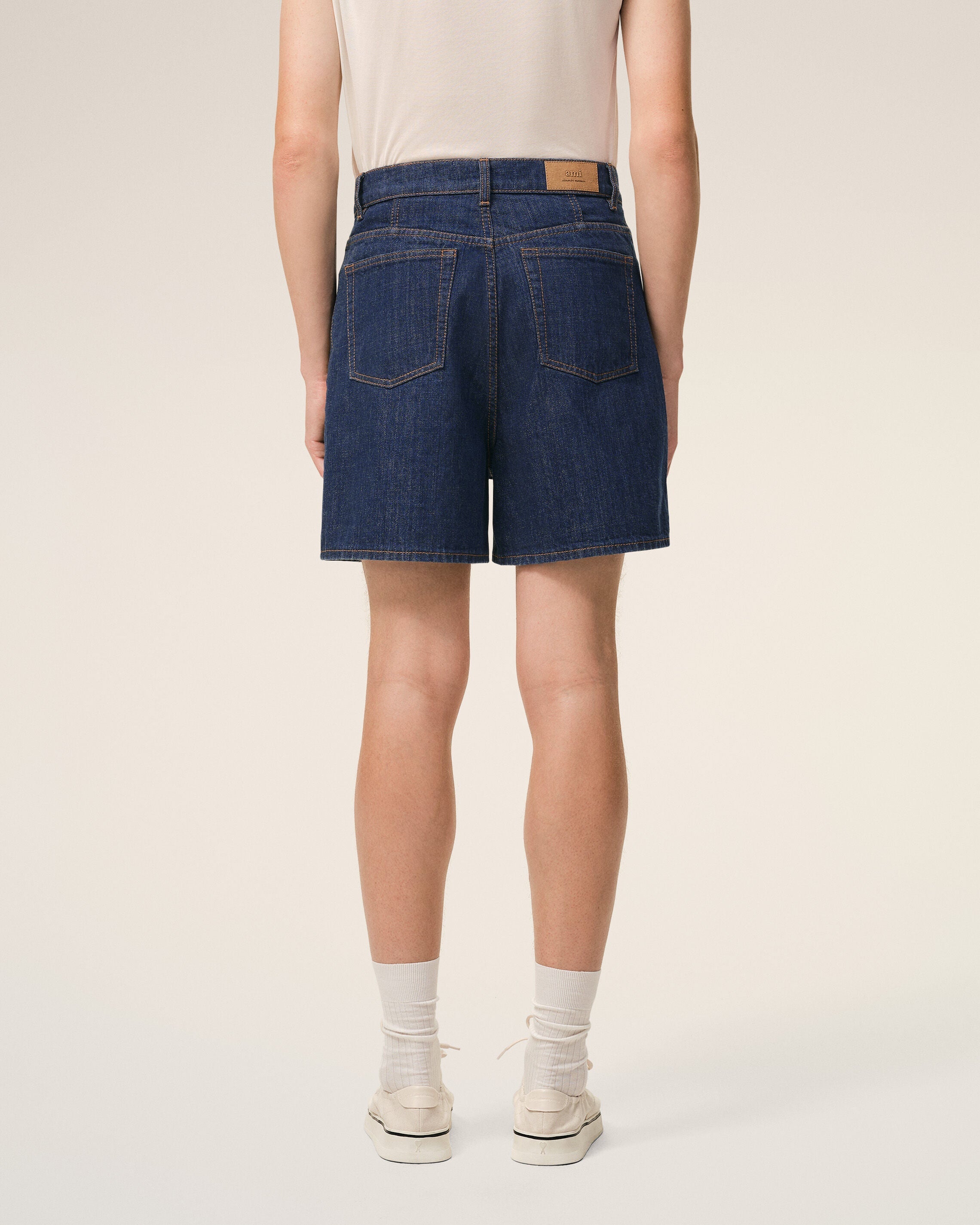 Blue Cotton Shorts With Ami Paris Heritage Label