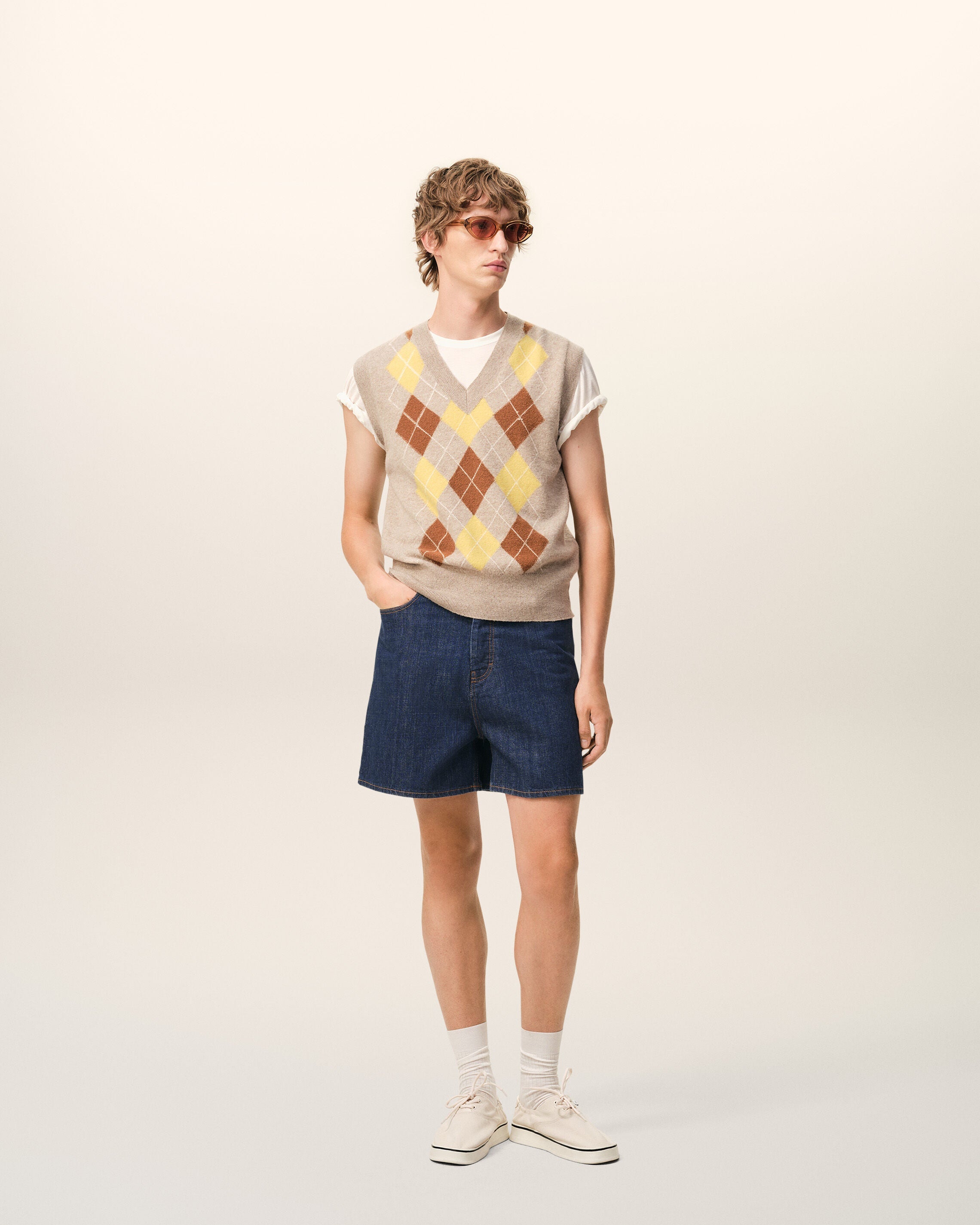 Blue Cotton Shorts With Ami Paris Heritage Label