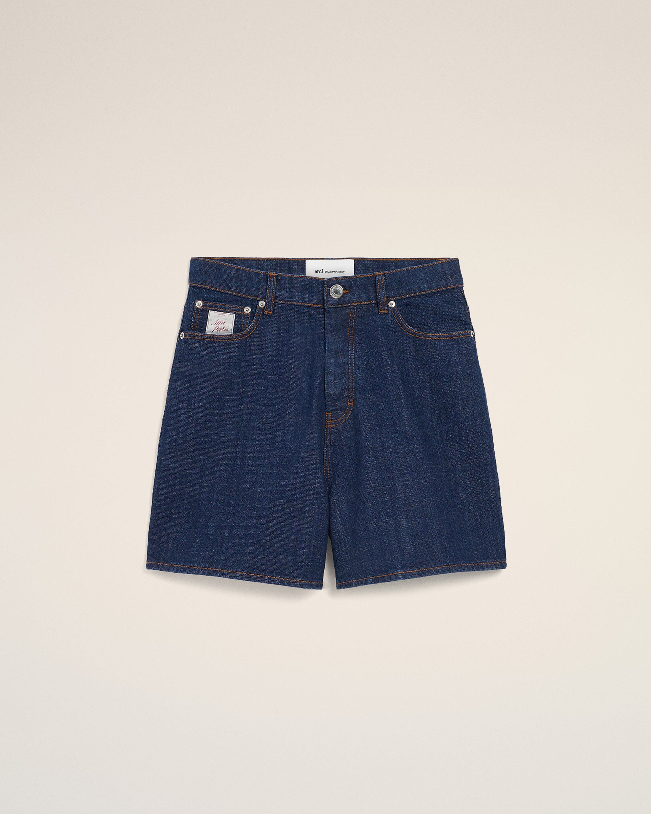 Blue Cotton Shorts With Ami Paris Heritage Label