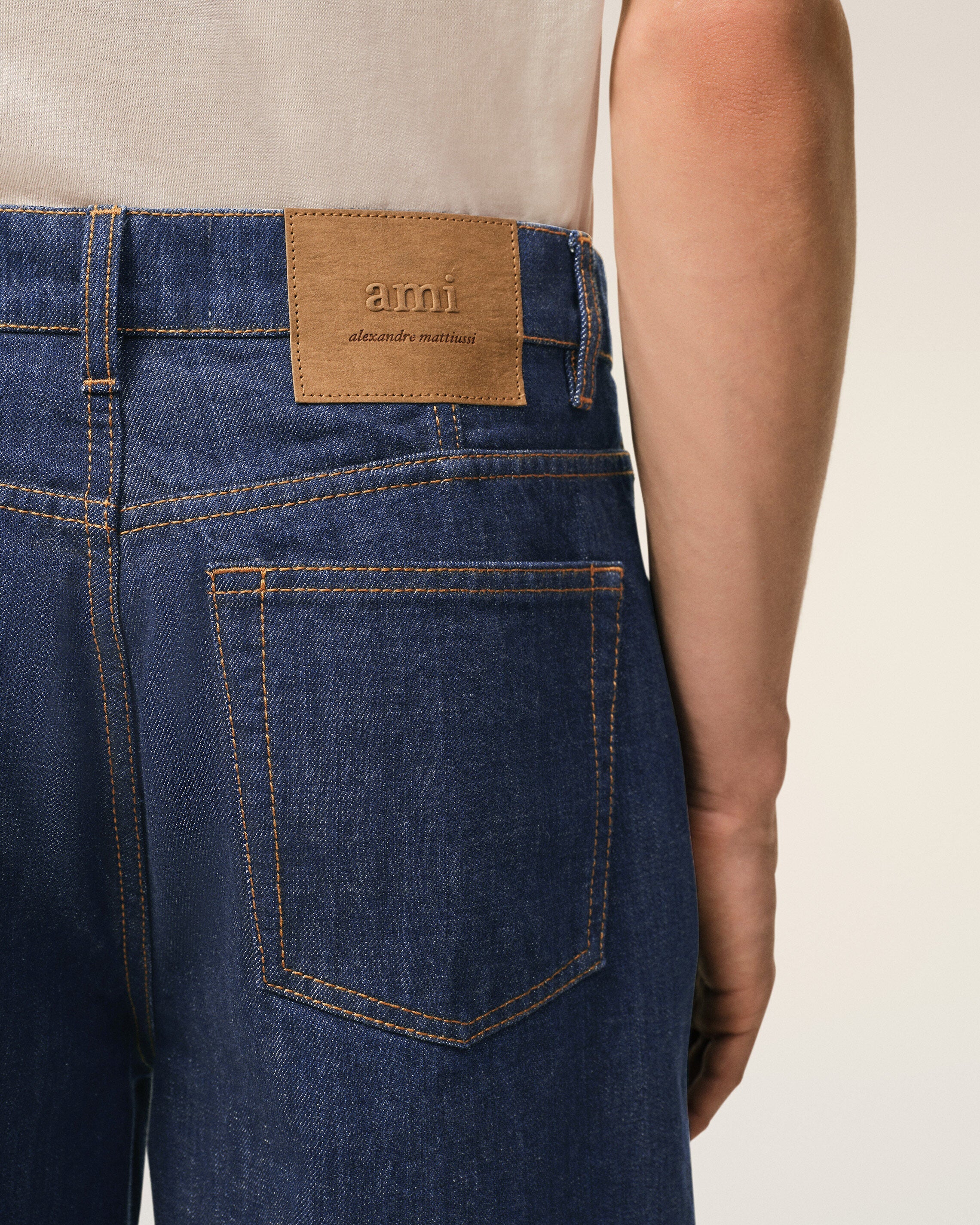 AmiParis Blue Cotton Loose Bermuda Shorts