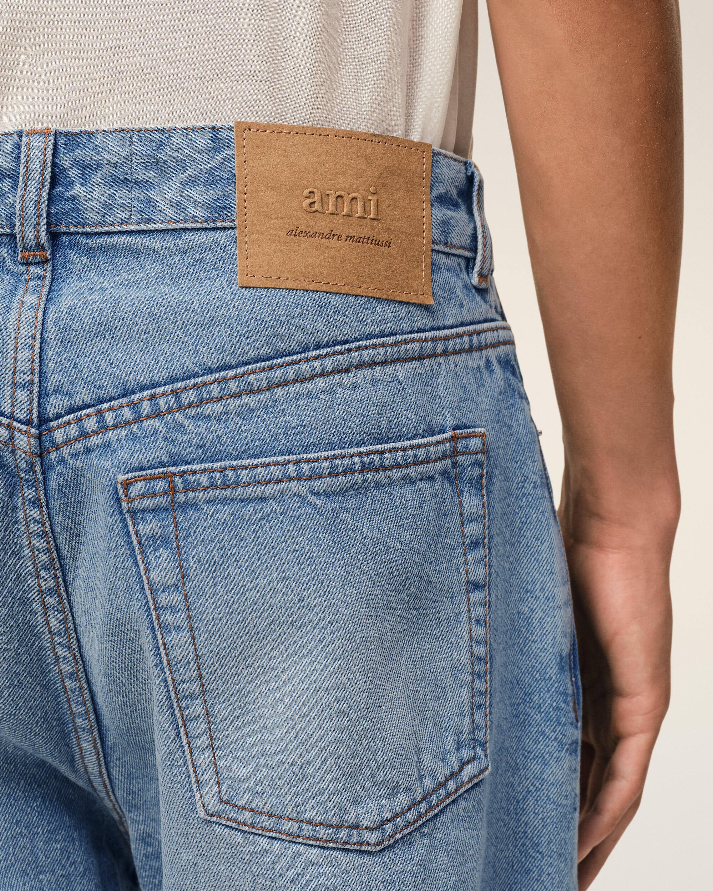 AmiParis Blue Cotton Large Fit Bermuda Shorts