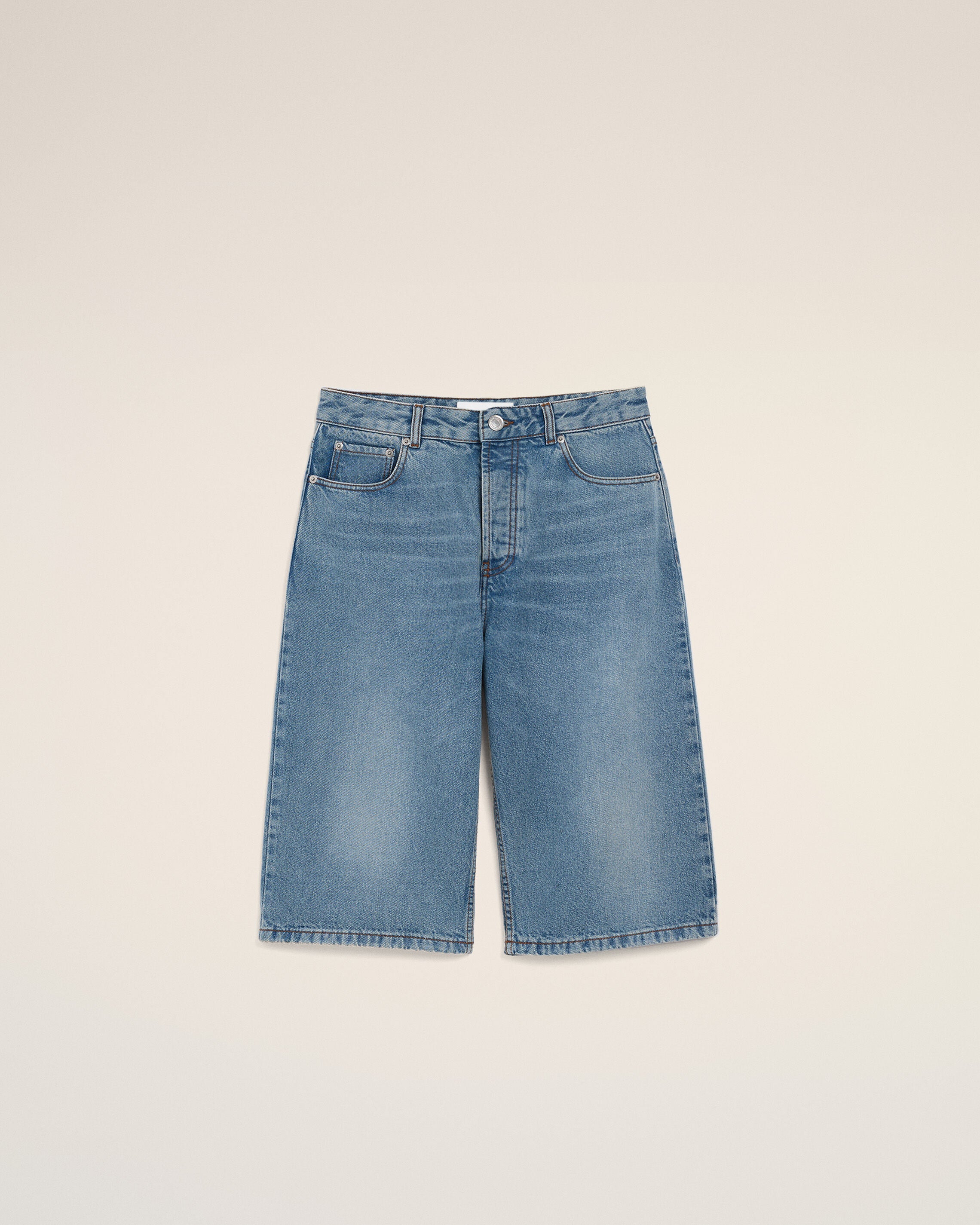 AmiParis Blue Cotton Large Fit Bermuda Shorts
