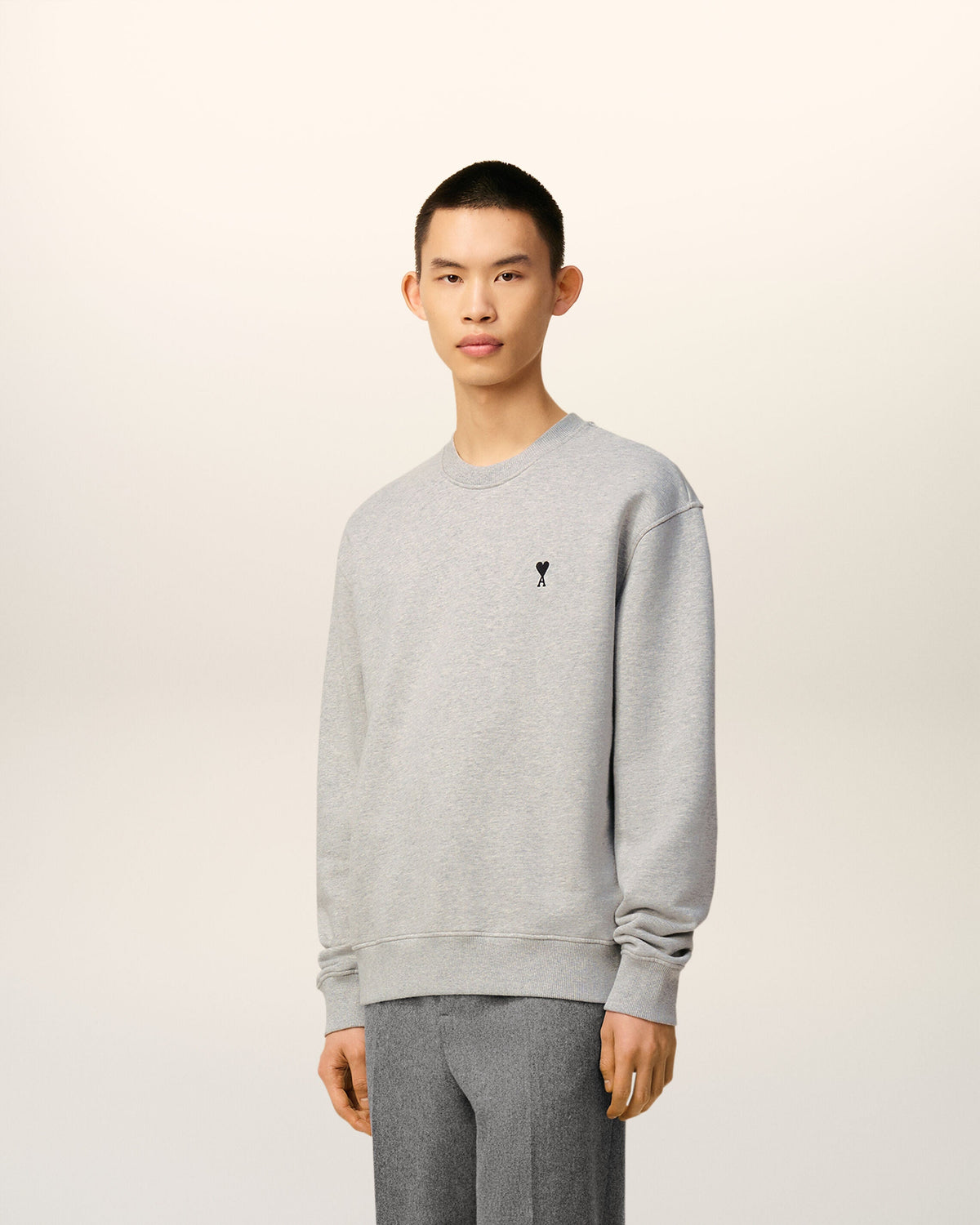 Grey Cotton Contrasted Ami De Coeur Sweatshirt