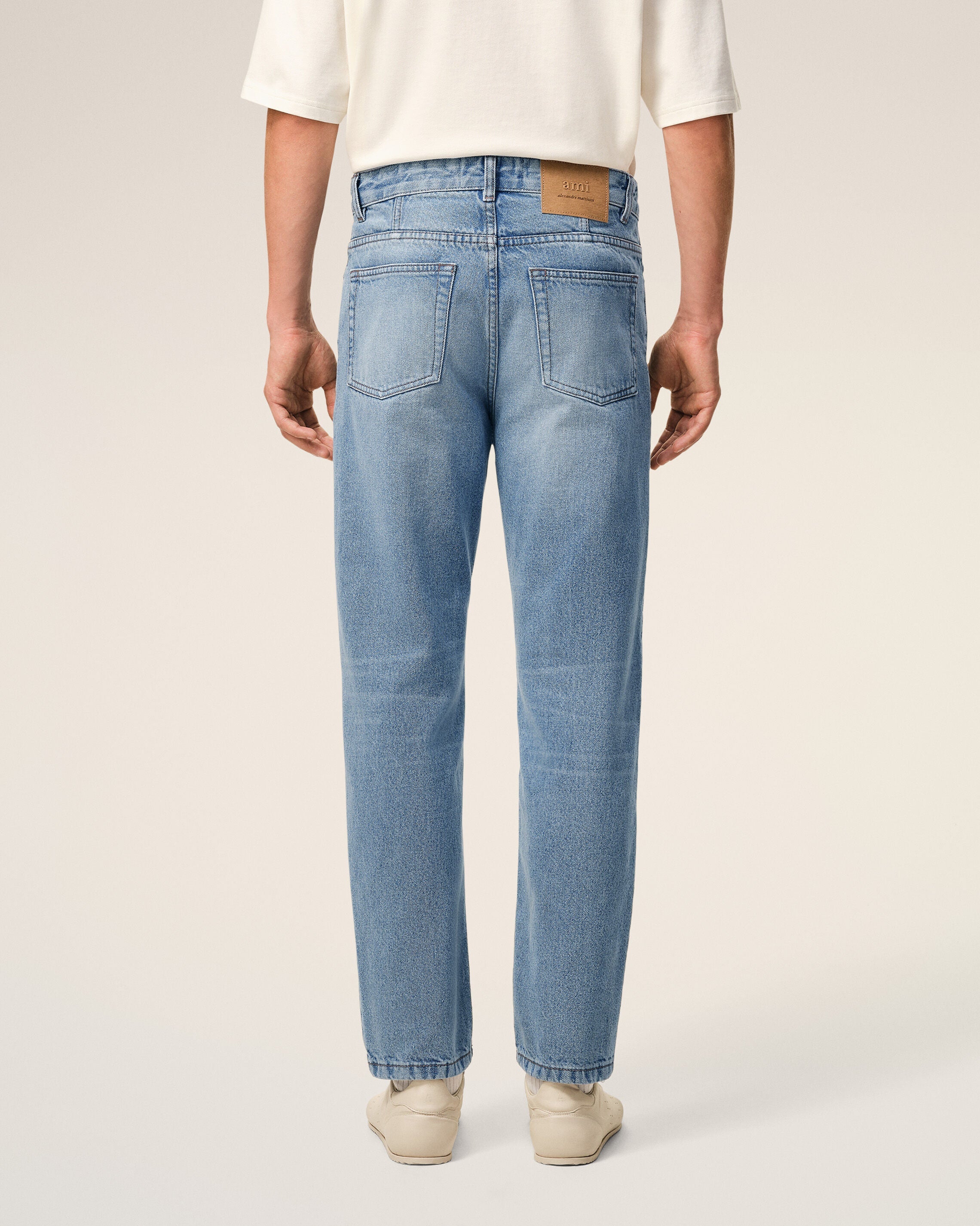 AmiParis Blue Cotton Tapered Fit Jeans
