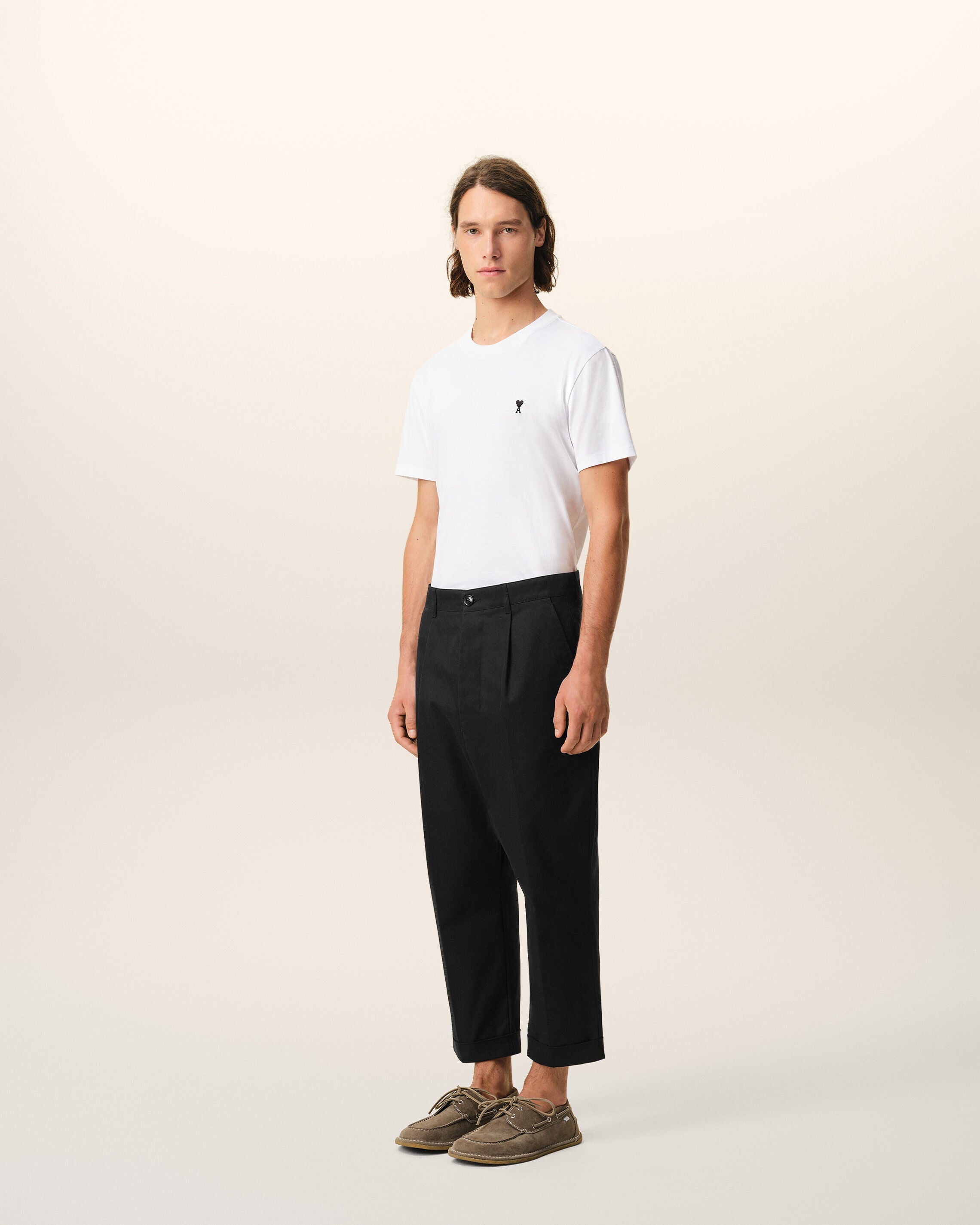 AmiParis Black Cotton Carrot Oversized Trousers