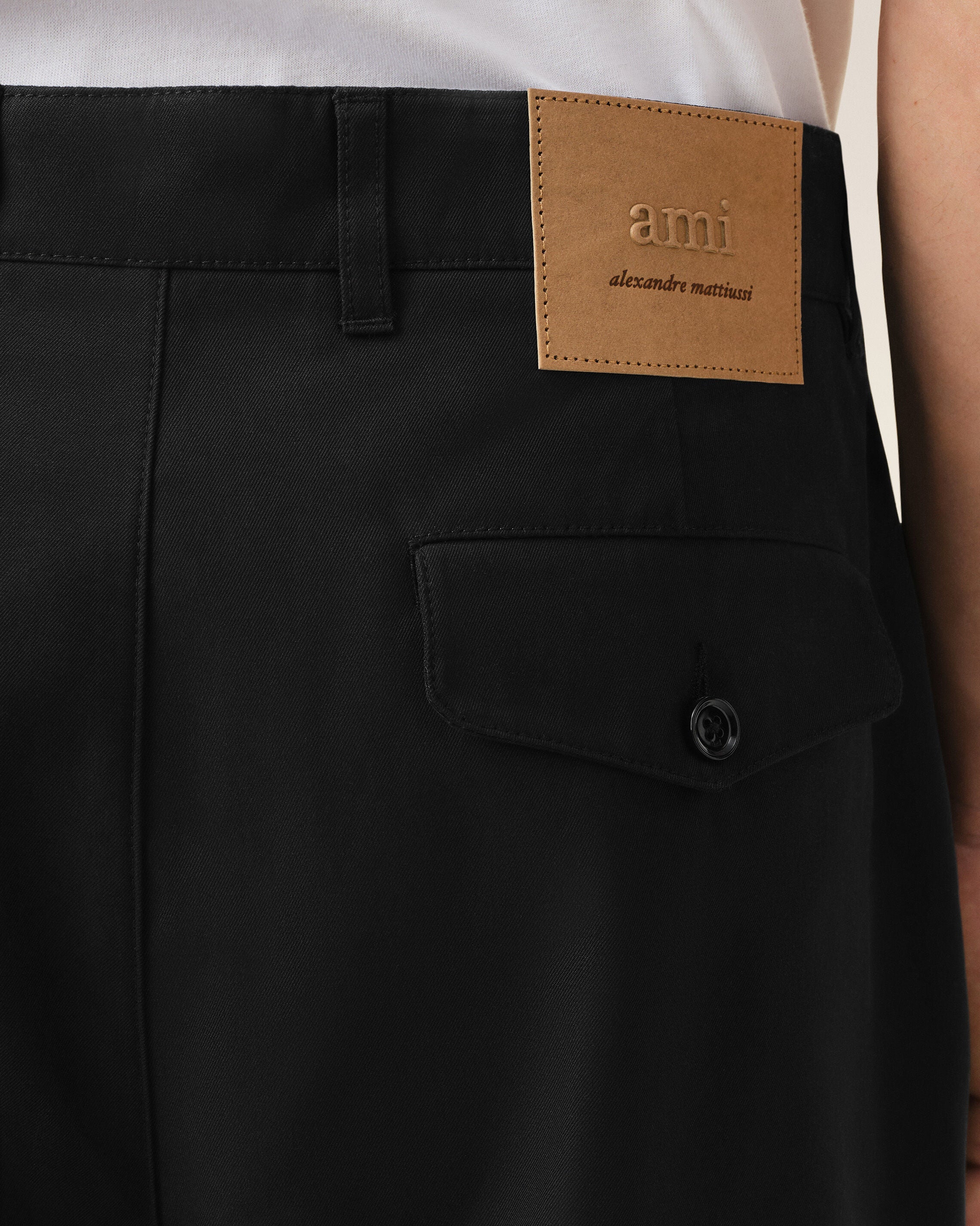 AmiParis Black Cotton Carrot Oversized Trousers