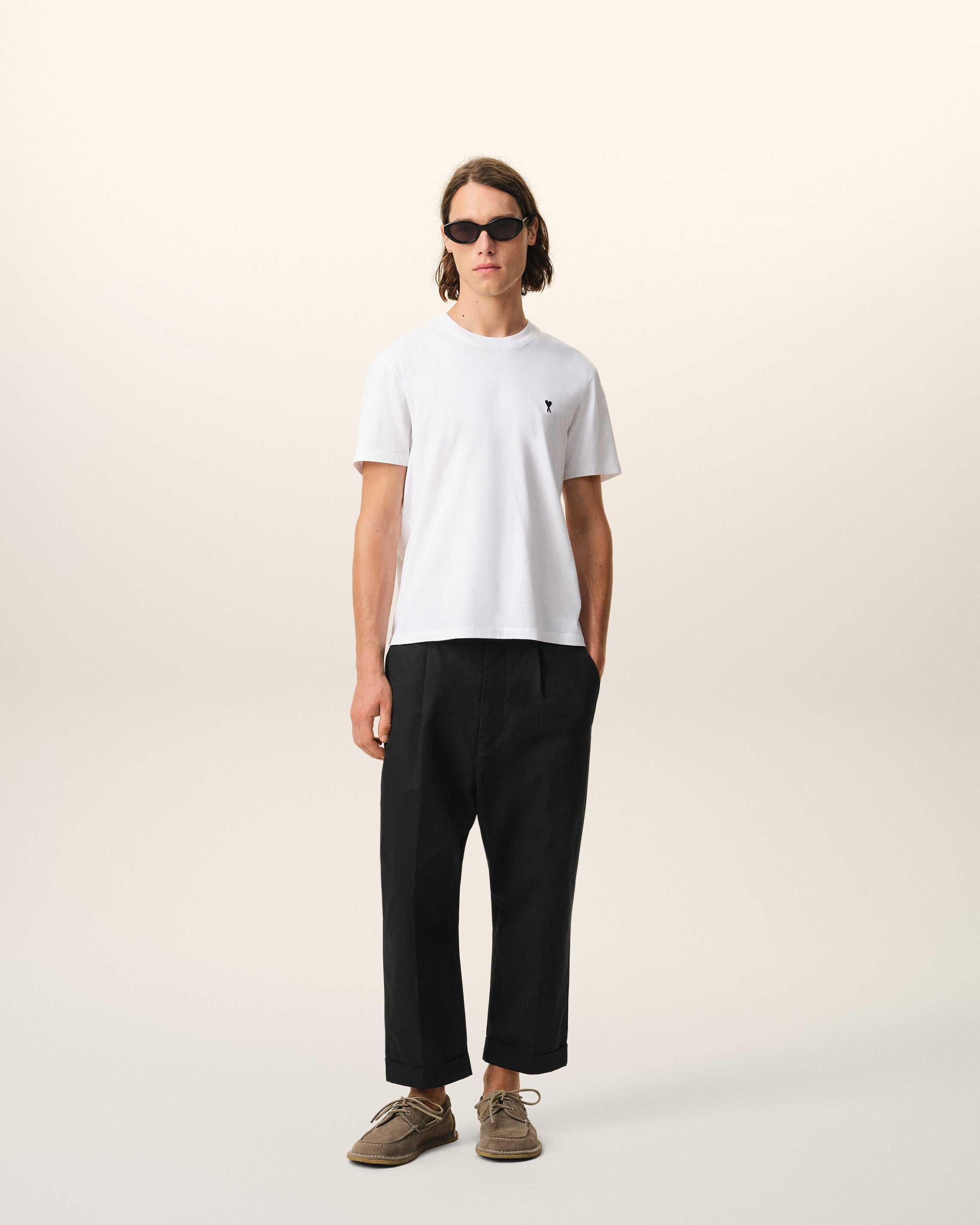 AmiParis Black Cotton Carrot Oversized Trousers