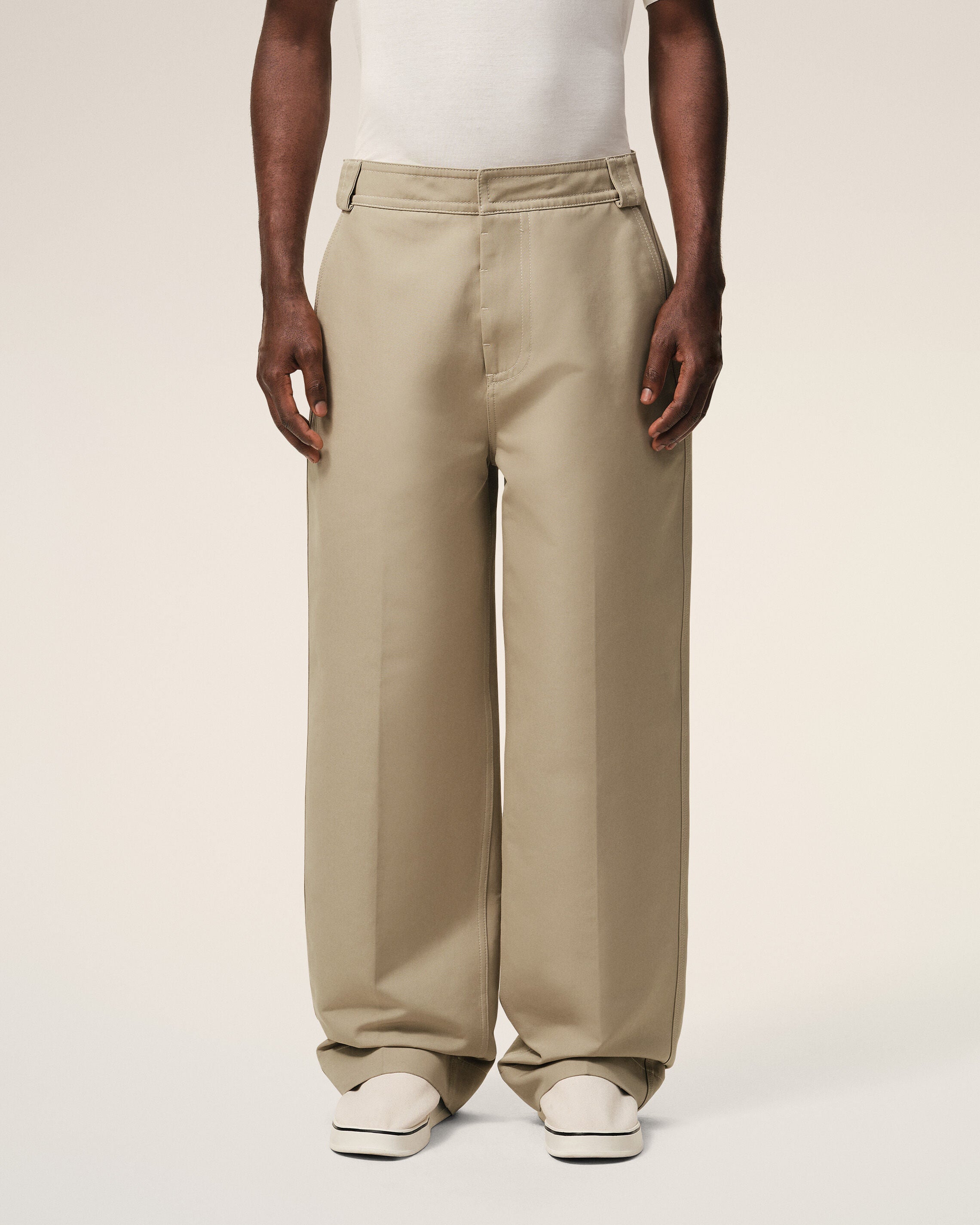 AmiParis Beige Cotton Baggy Trousers