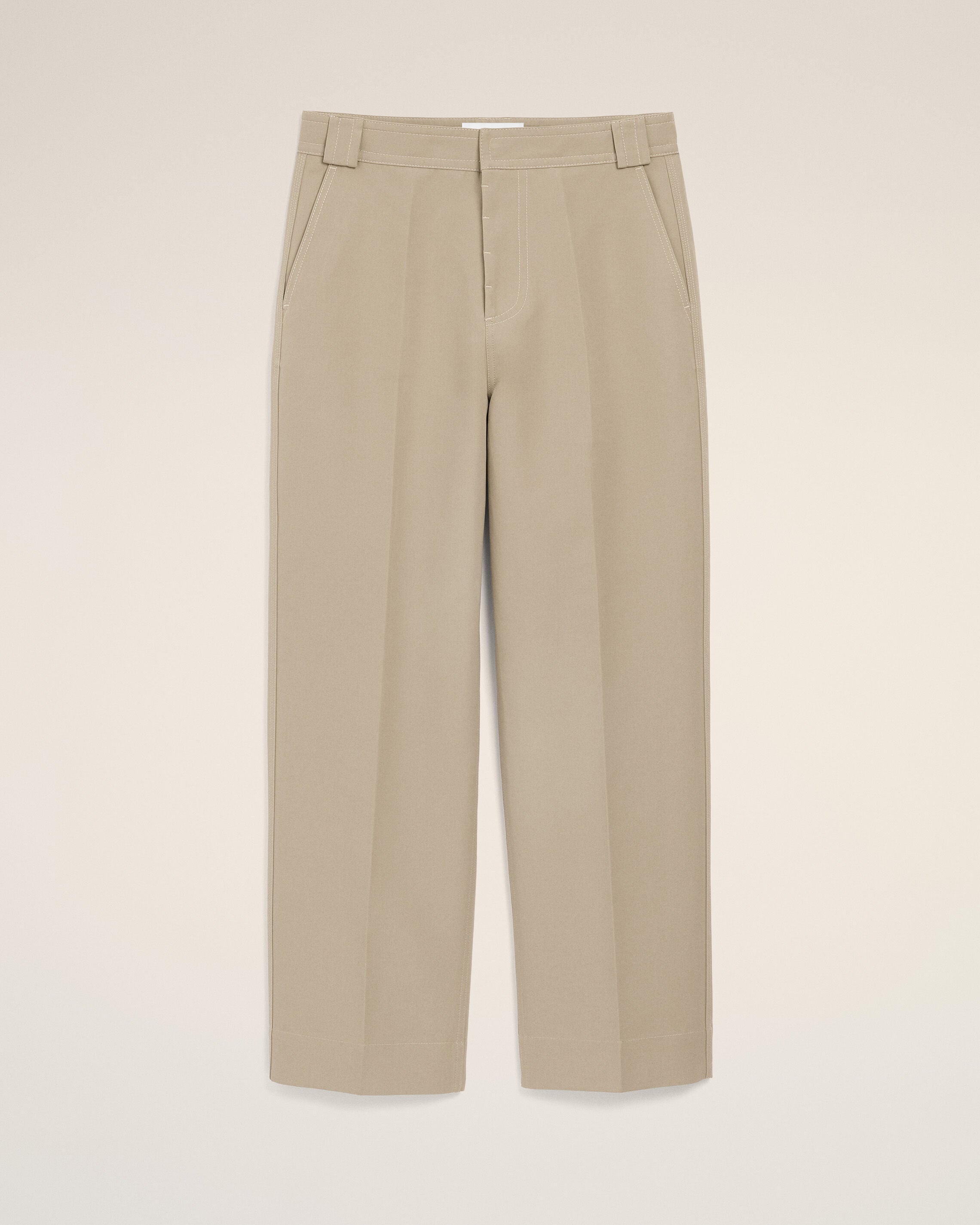 AmiParis Beige Cotton Baggy Trousers