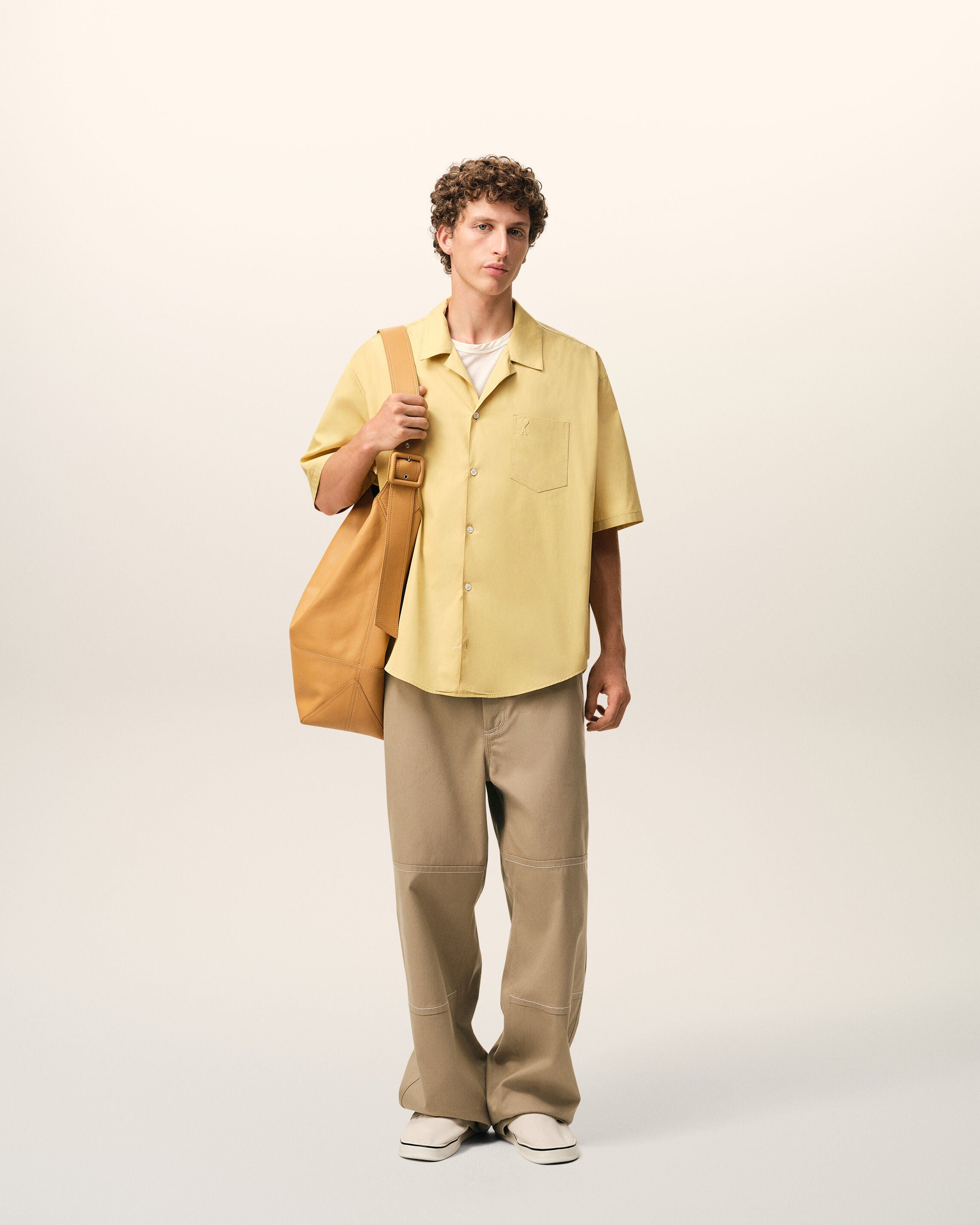 AmiParis Beige Cotton Worker Trousers