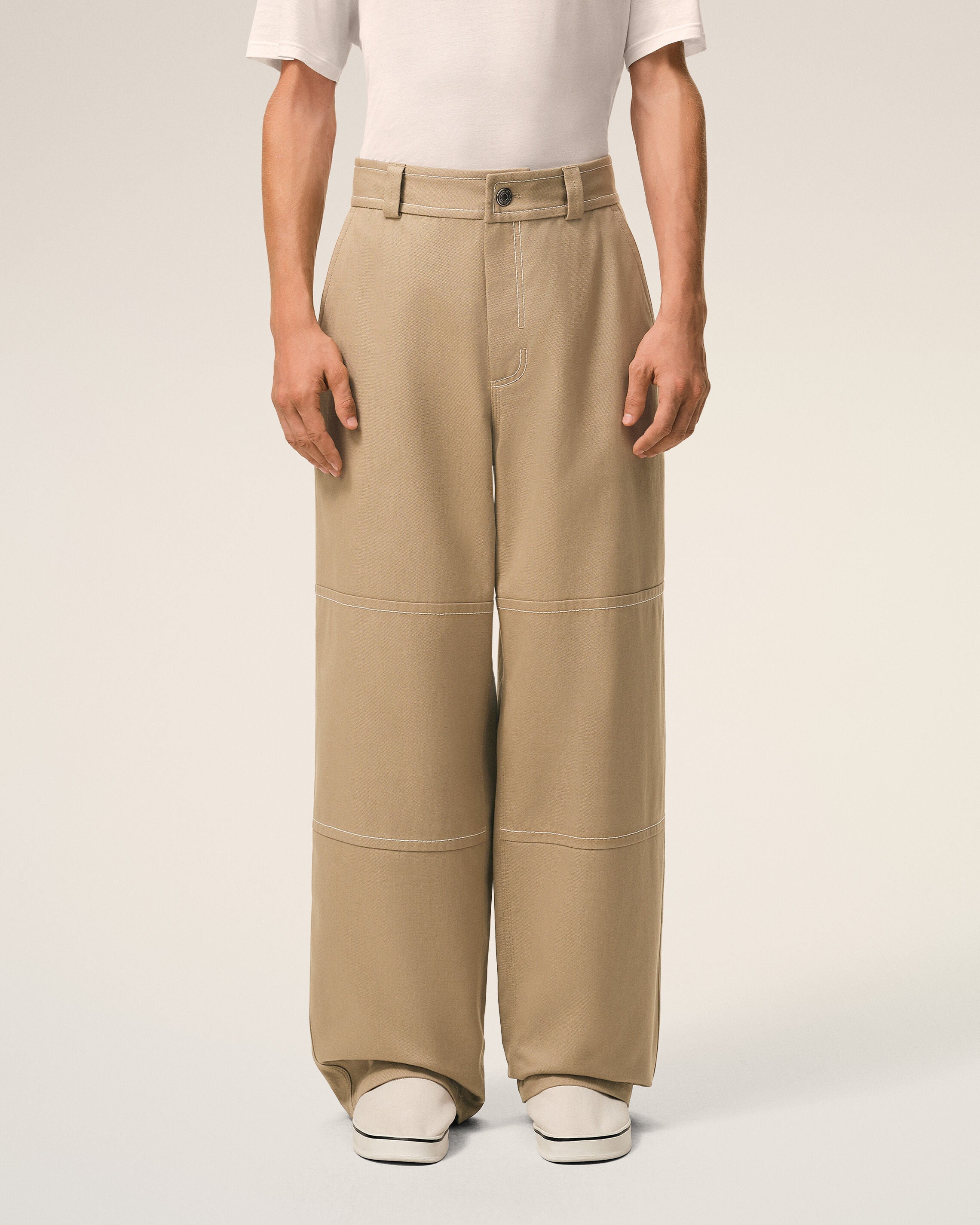 AmiParis Beige Cotton Worker Trousers