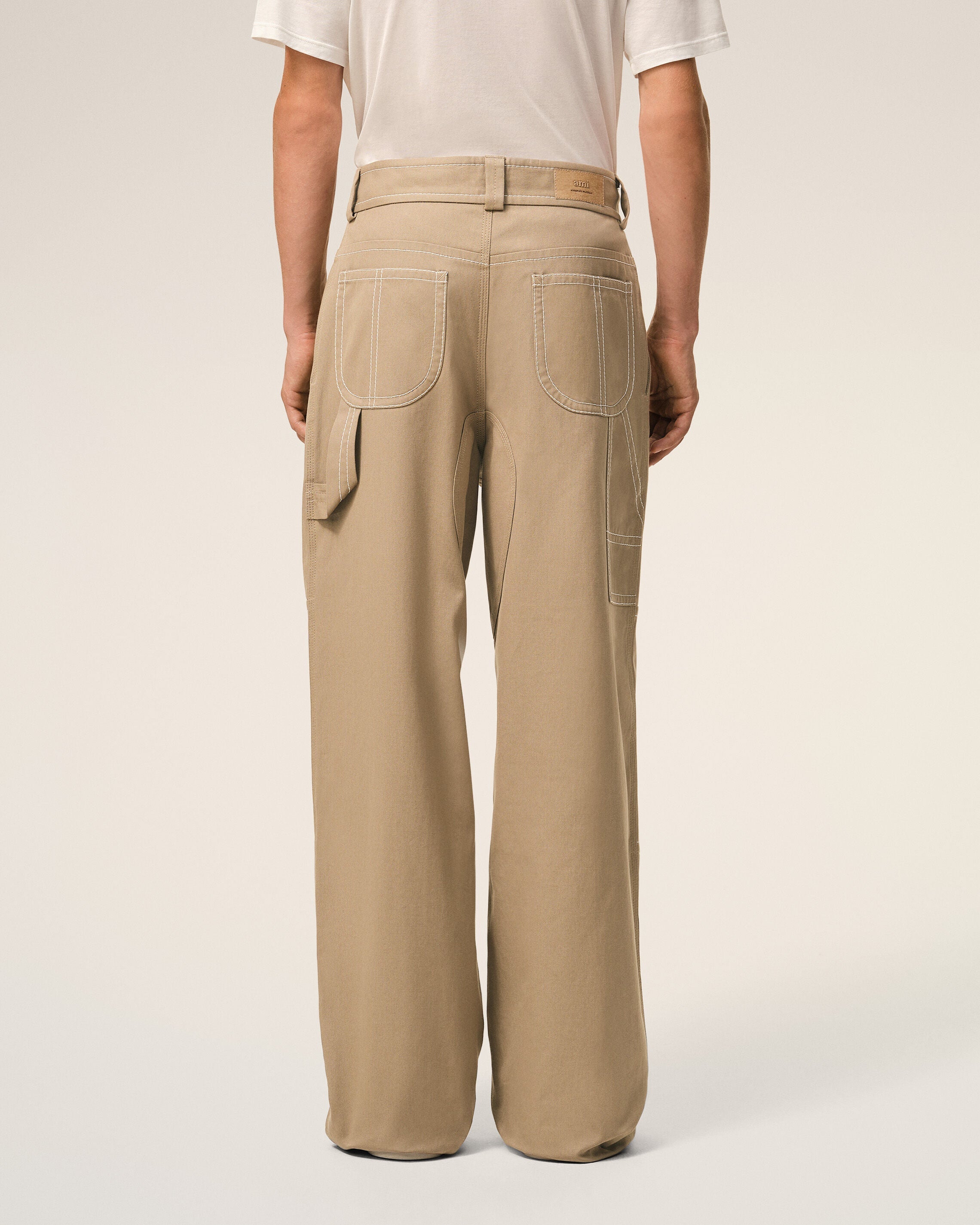 AmiParis Beige Cotton Worker Trousers