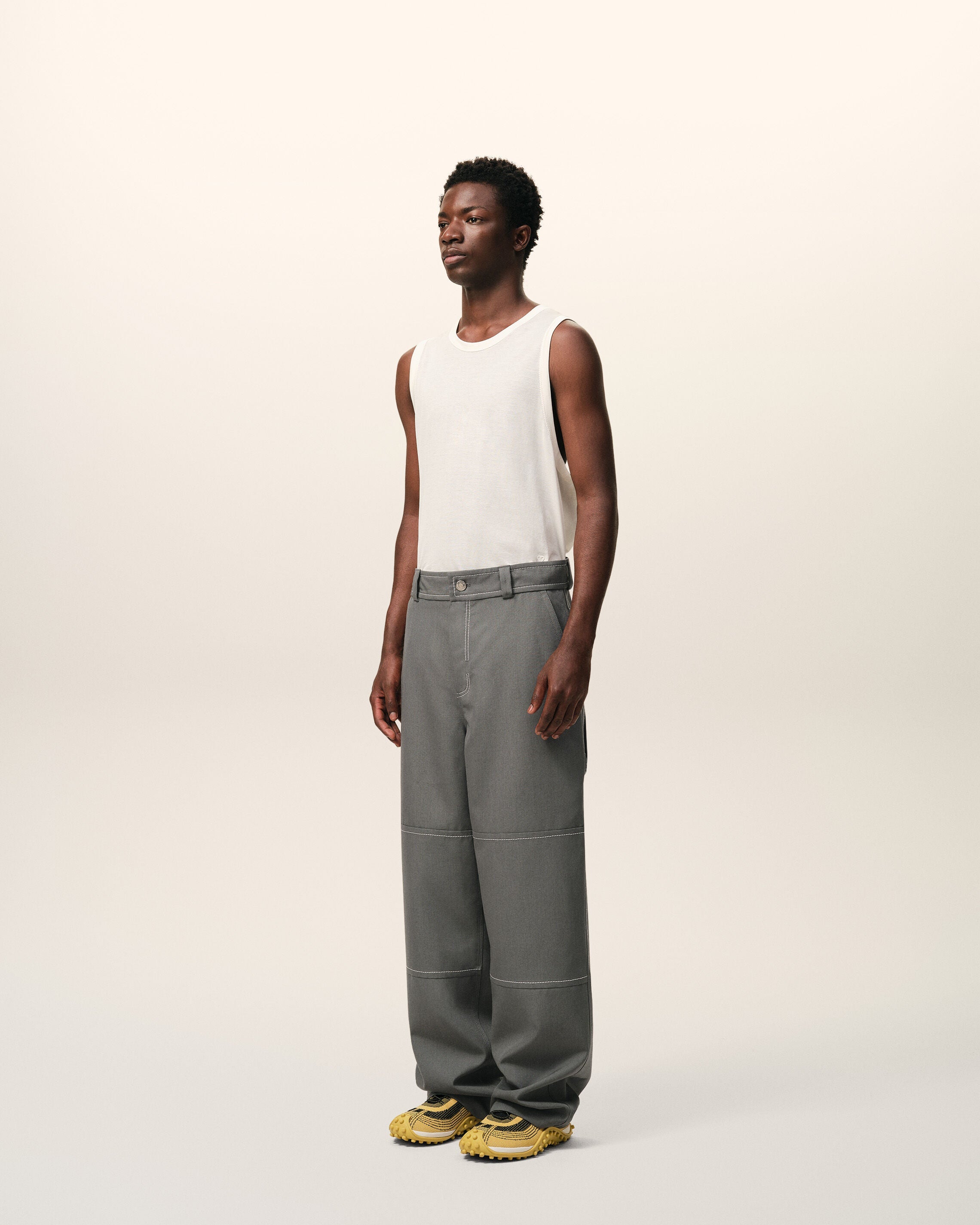 AmiParis Grey New Wool Worker Trousers