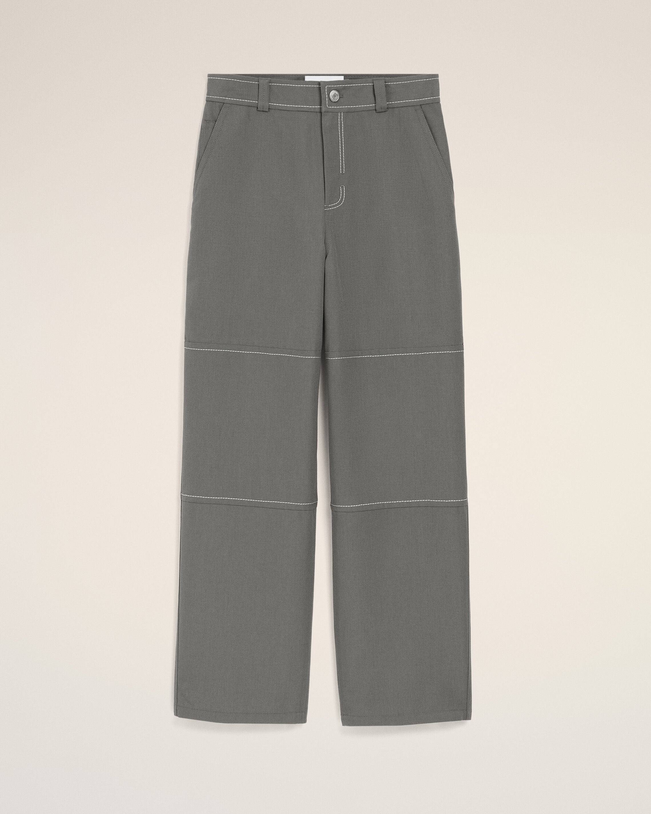 AmiParis Grey New Wool Worker Trousers