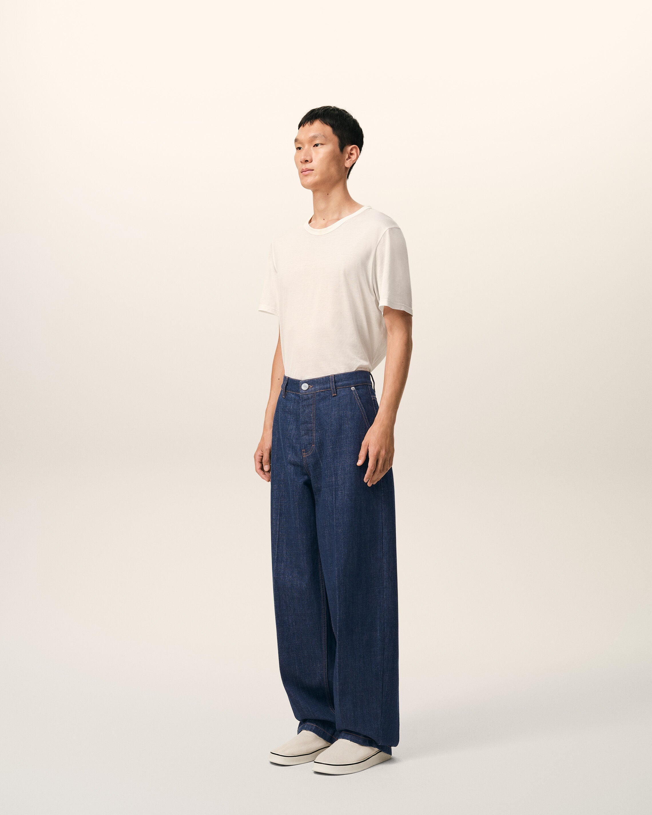 AmiParis Blue Cotton Balloon Fit Jeans