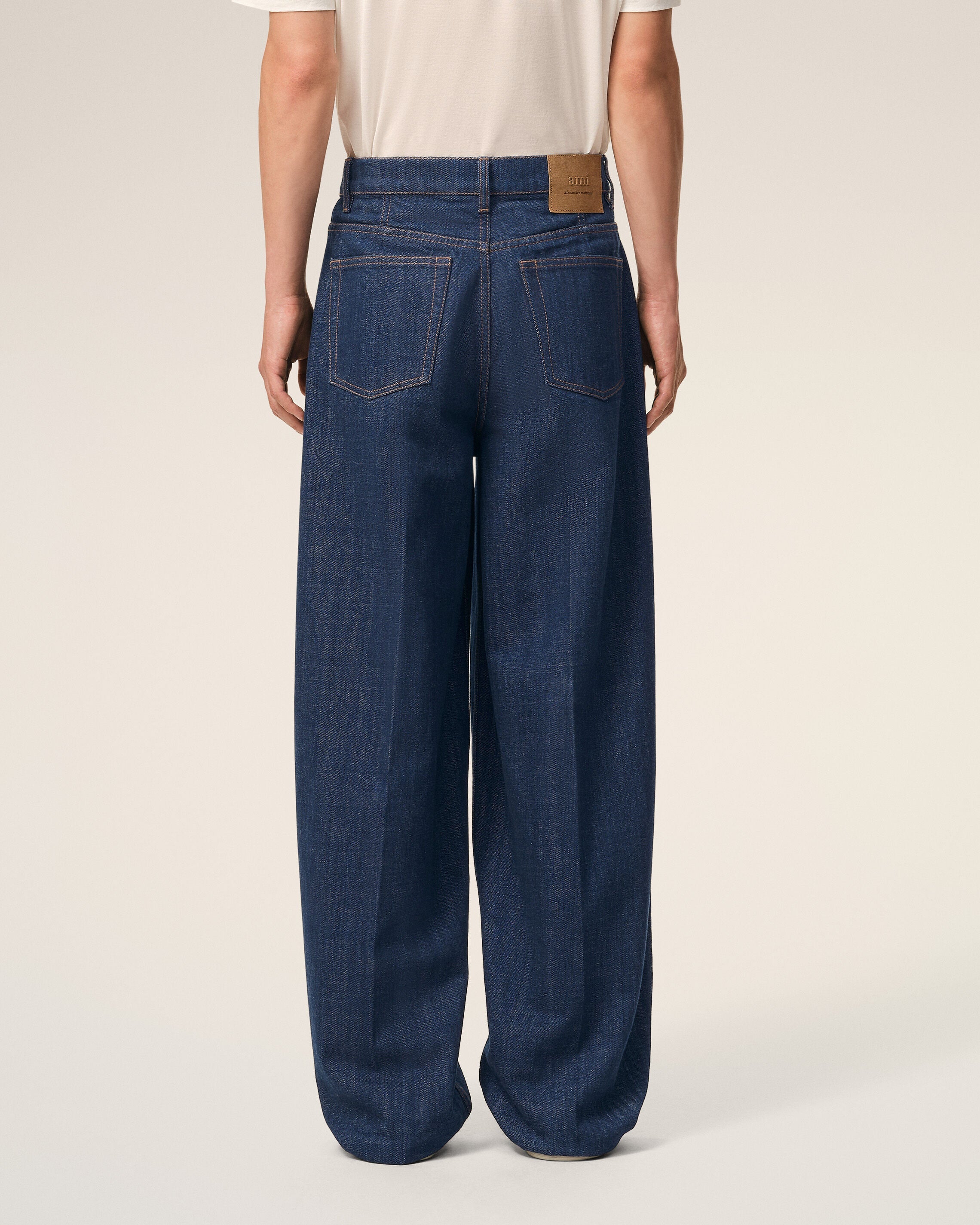 AmiParis Blue Cotton Balloon Fit Jeans