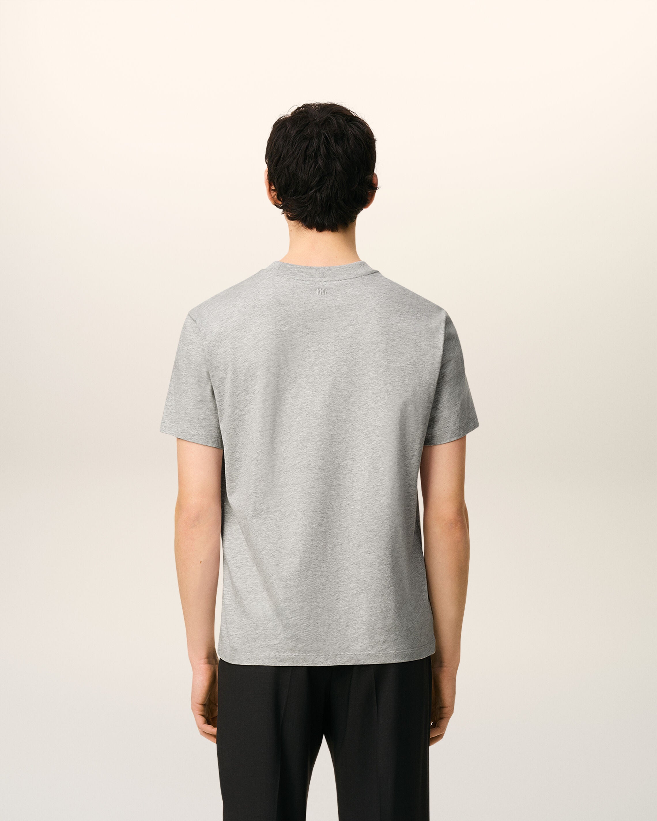 AmiParis Grey Cotton Contrasted Adc Tshirt