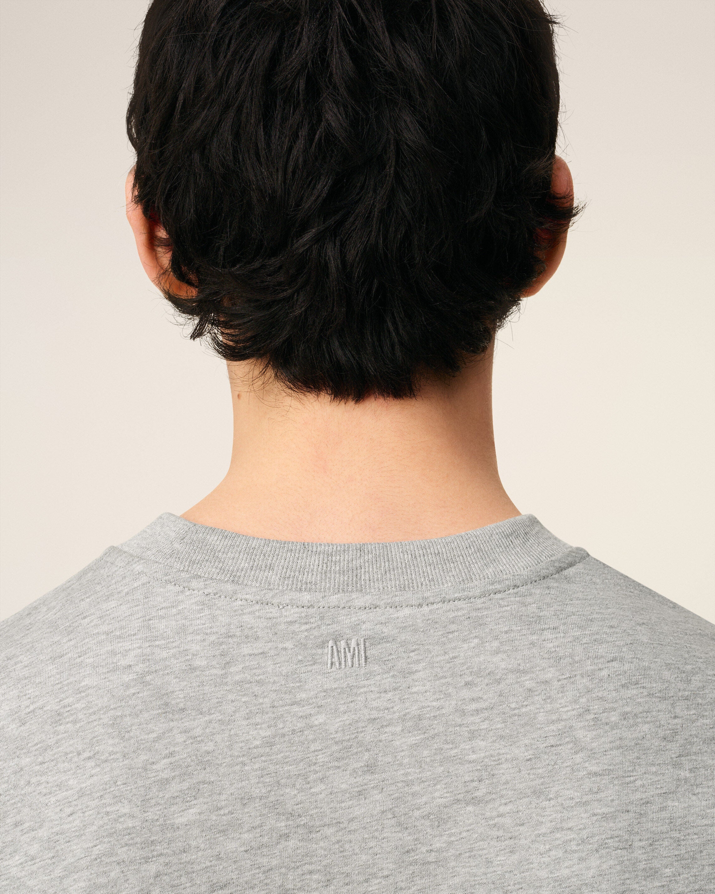 AmiParis Grey Cotton Contrasted Adc Tshirt