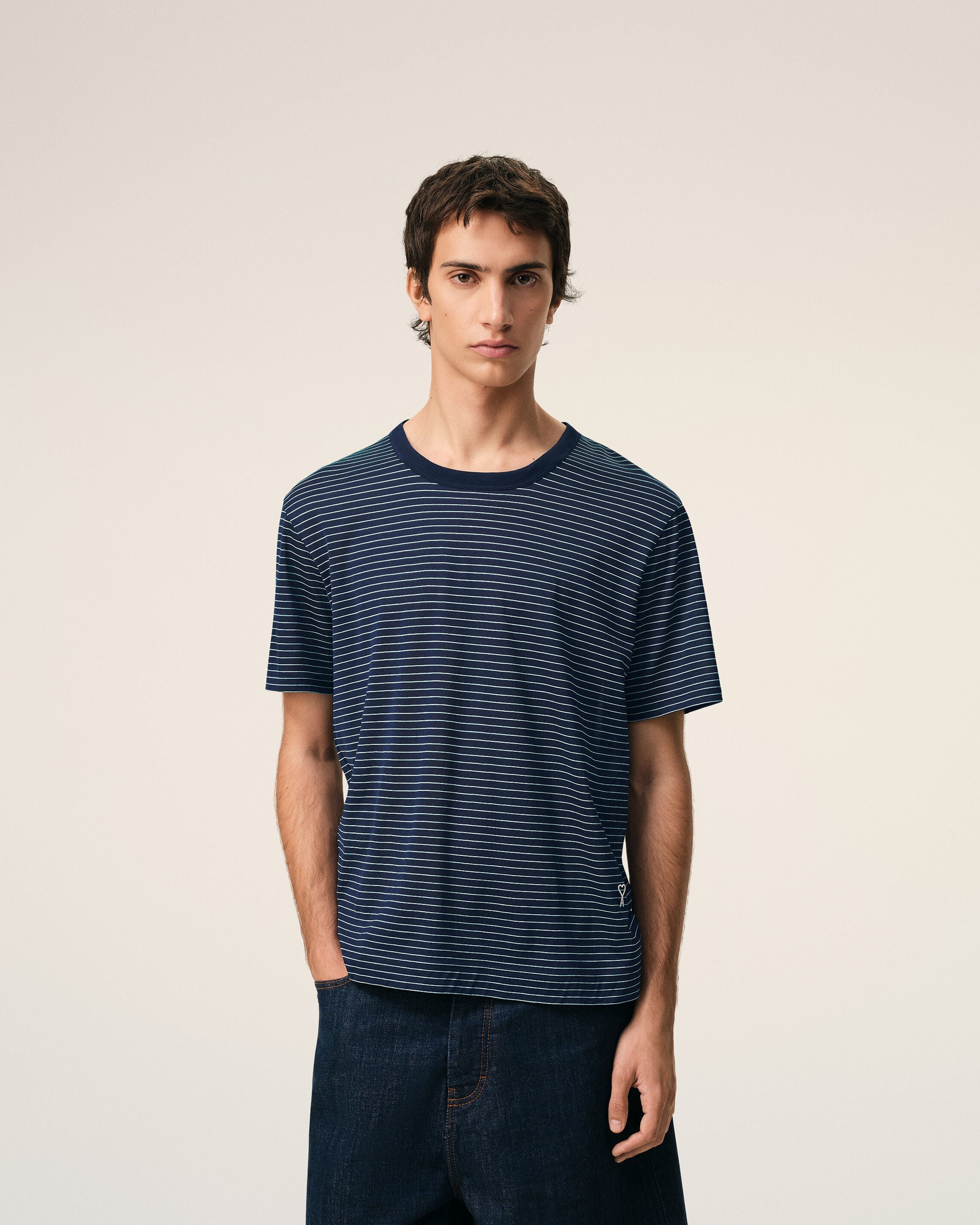 Blue Striped Cotton Ami De Coeur Tshirt