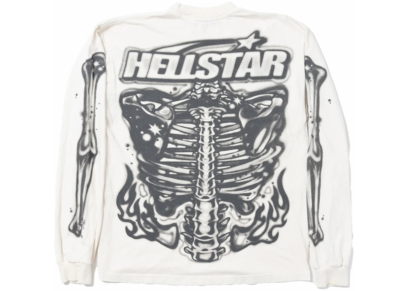 hellstar airbrushed bones longsleeve white