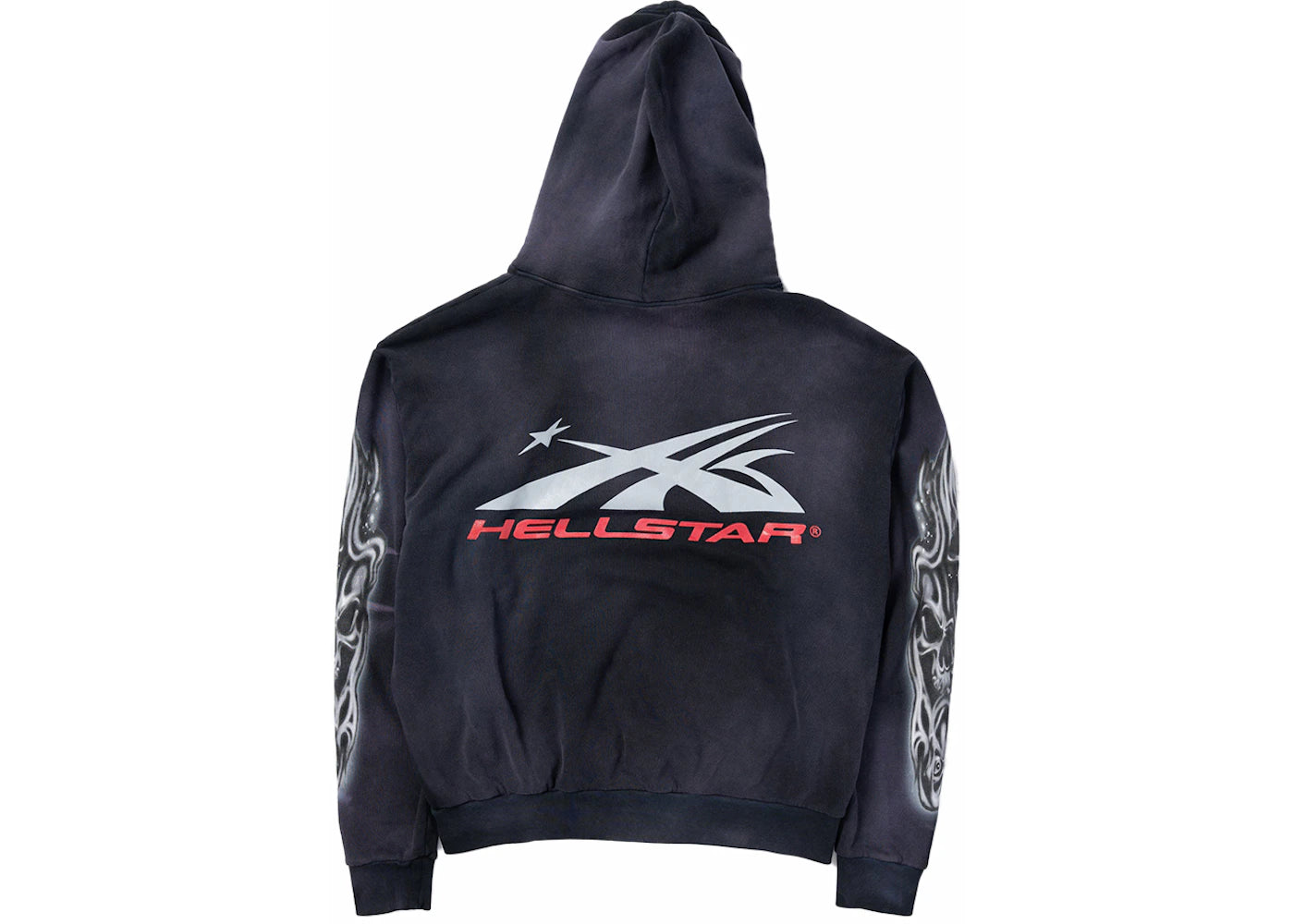 hellstar airbrushed skull hoodie black