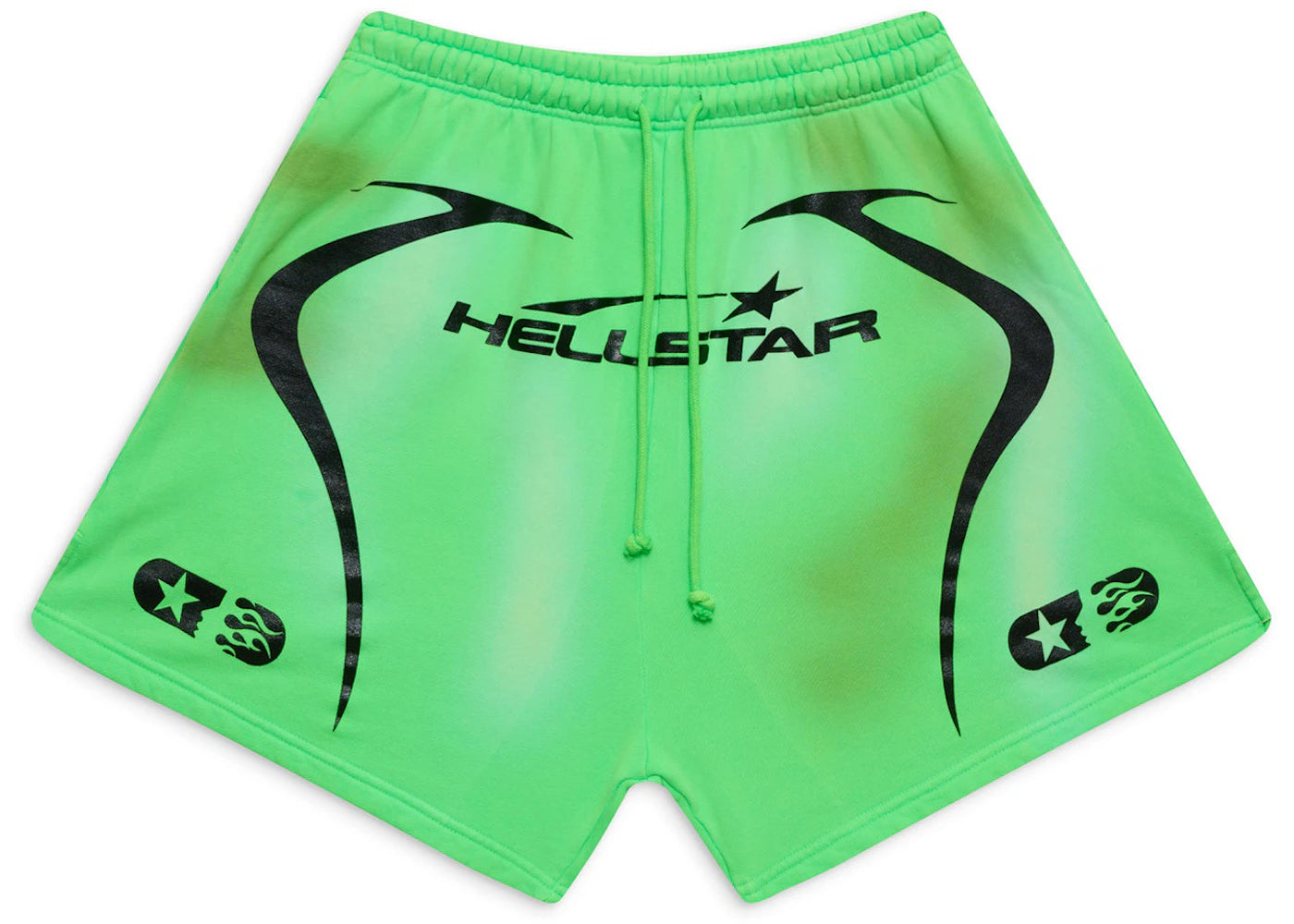 hellstar warm up shorts neon green