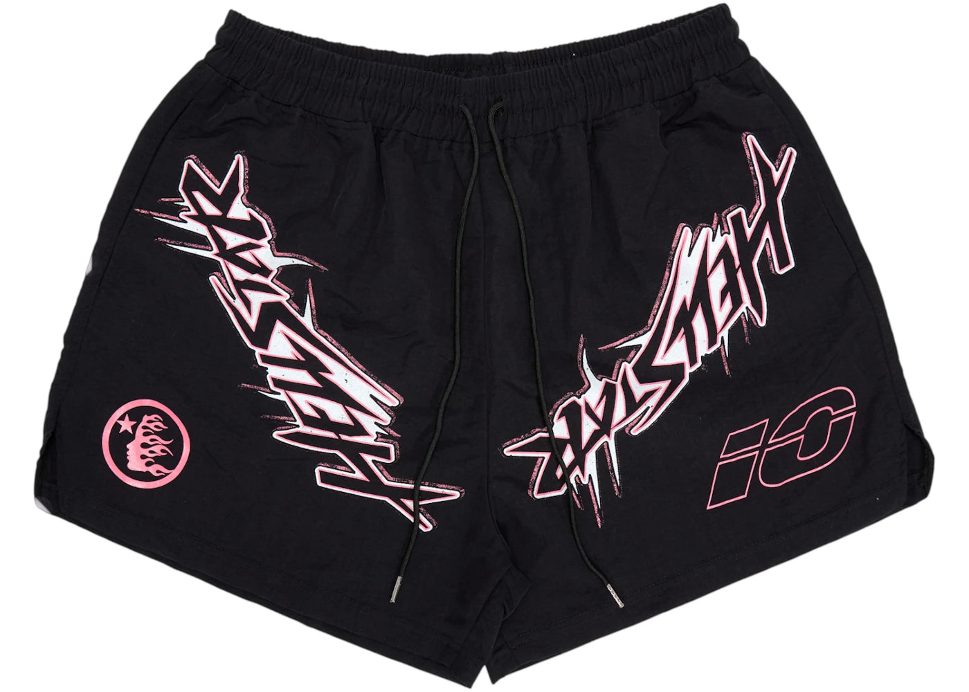 hellstar waxed nylon athletic shorts black