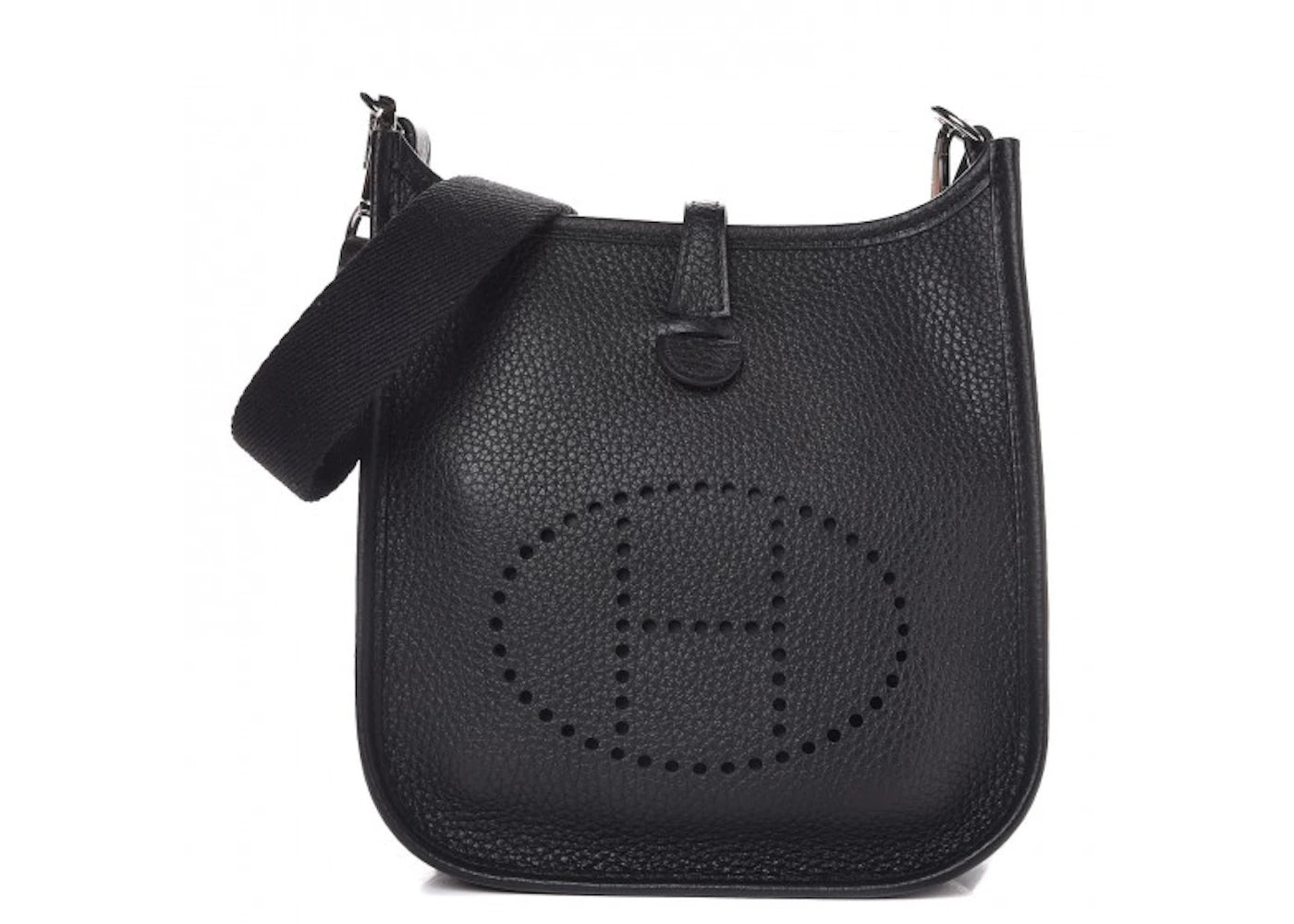 Hermes Evelyne Taurillon Clemence Amazone Strap Palladium Tpm Noir