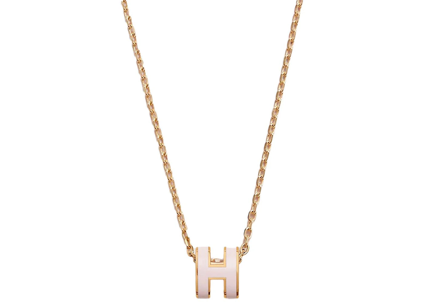 Hermes Mini Pop H Pendant Gold-Tone Rose Dragee