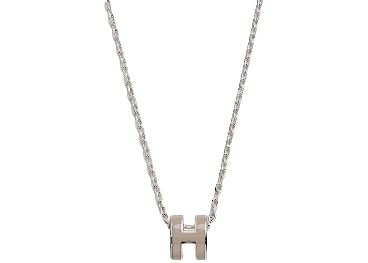 Hermes Mini Pop H Pendant Palladium-Tone Marron Glace