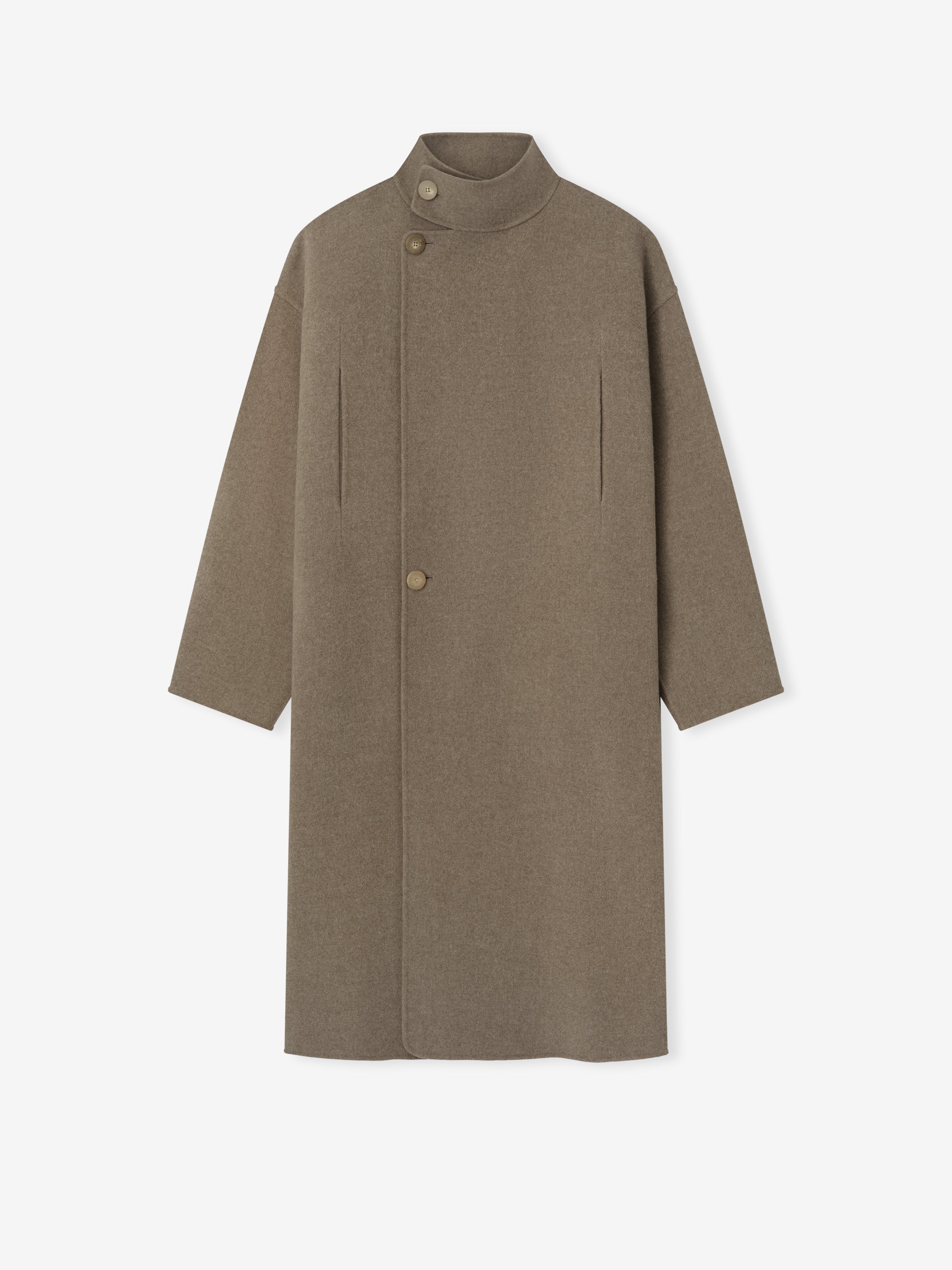 Essentials Wool Cashmere Highneck Coat Walnut