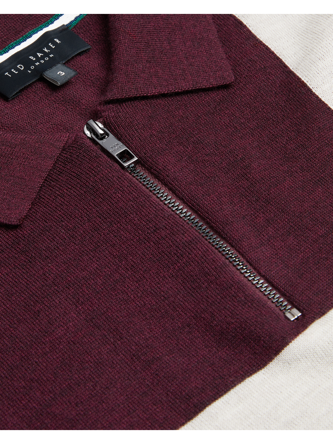 Ted Baker Ambler Colour Block Zip Neck Wool Polo Shirt