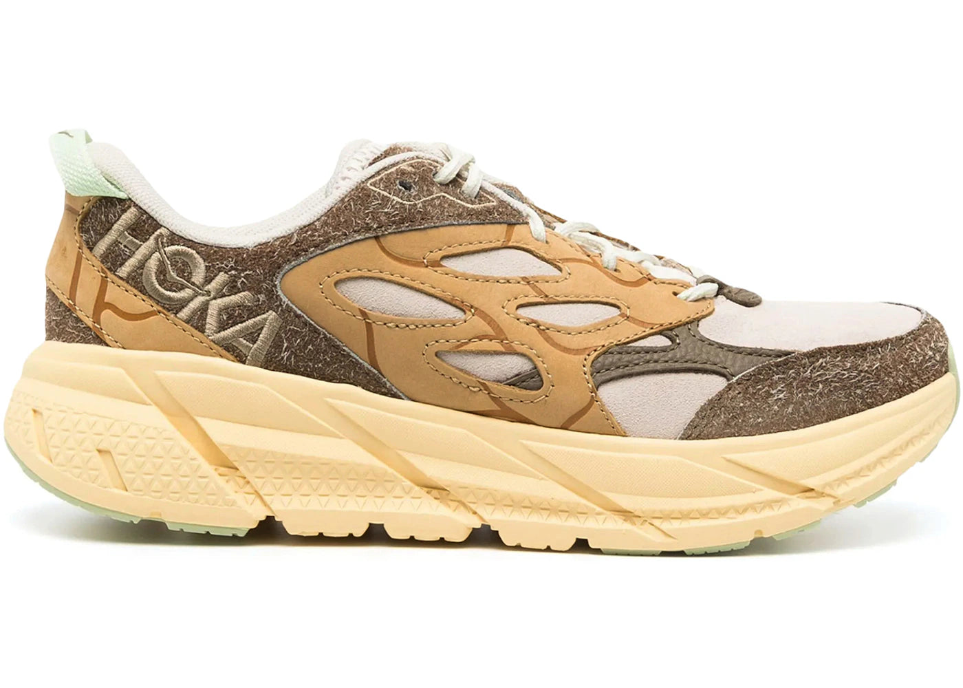 Hoka One One Clifton L Suede Elite Terrain System Oat Milk Pollen