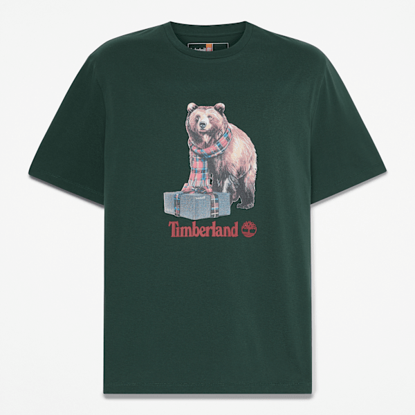 Timberland Holiday Graphic Bear T-Shirt Dark Forest Green