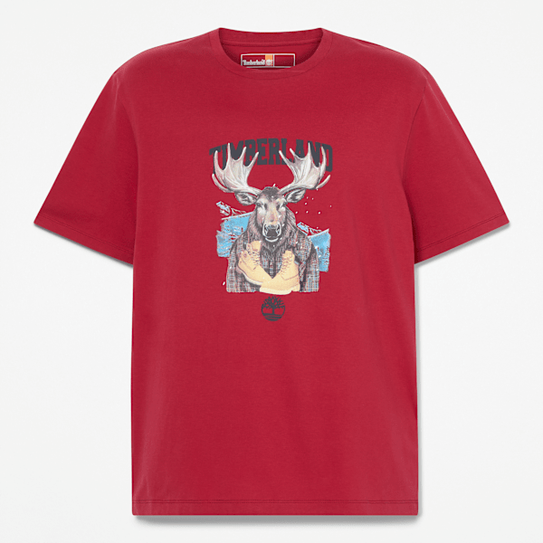 Timberland Holiday Graphic Moose T-Shirt Brick Red