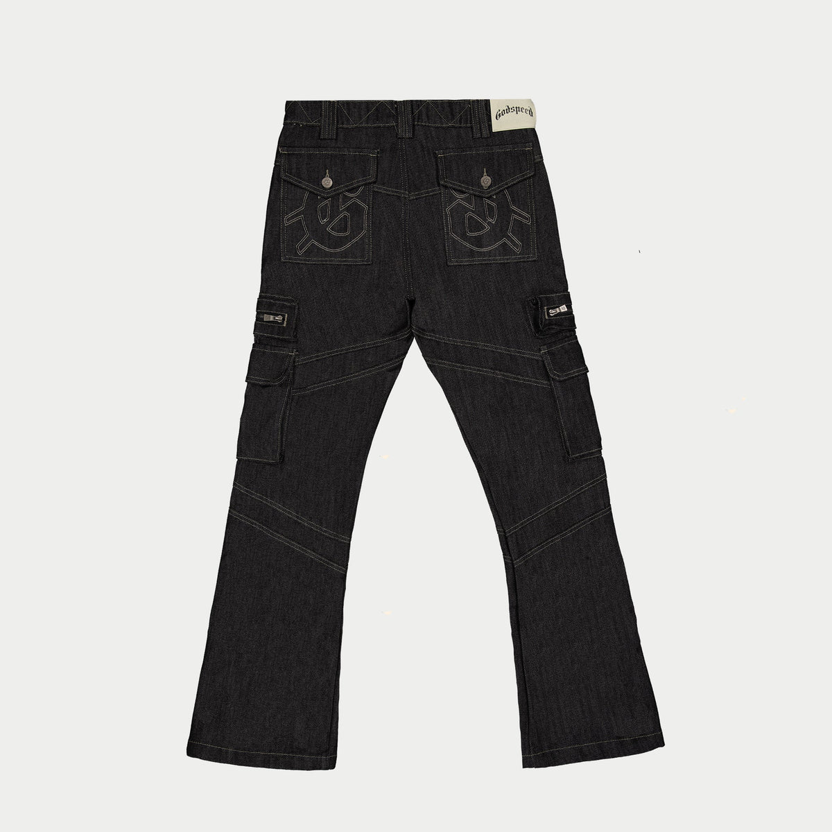 Godspeed Rockstar Flare Cargo Denim (Raw Black)
