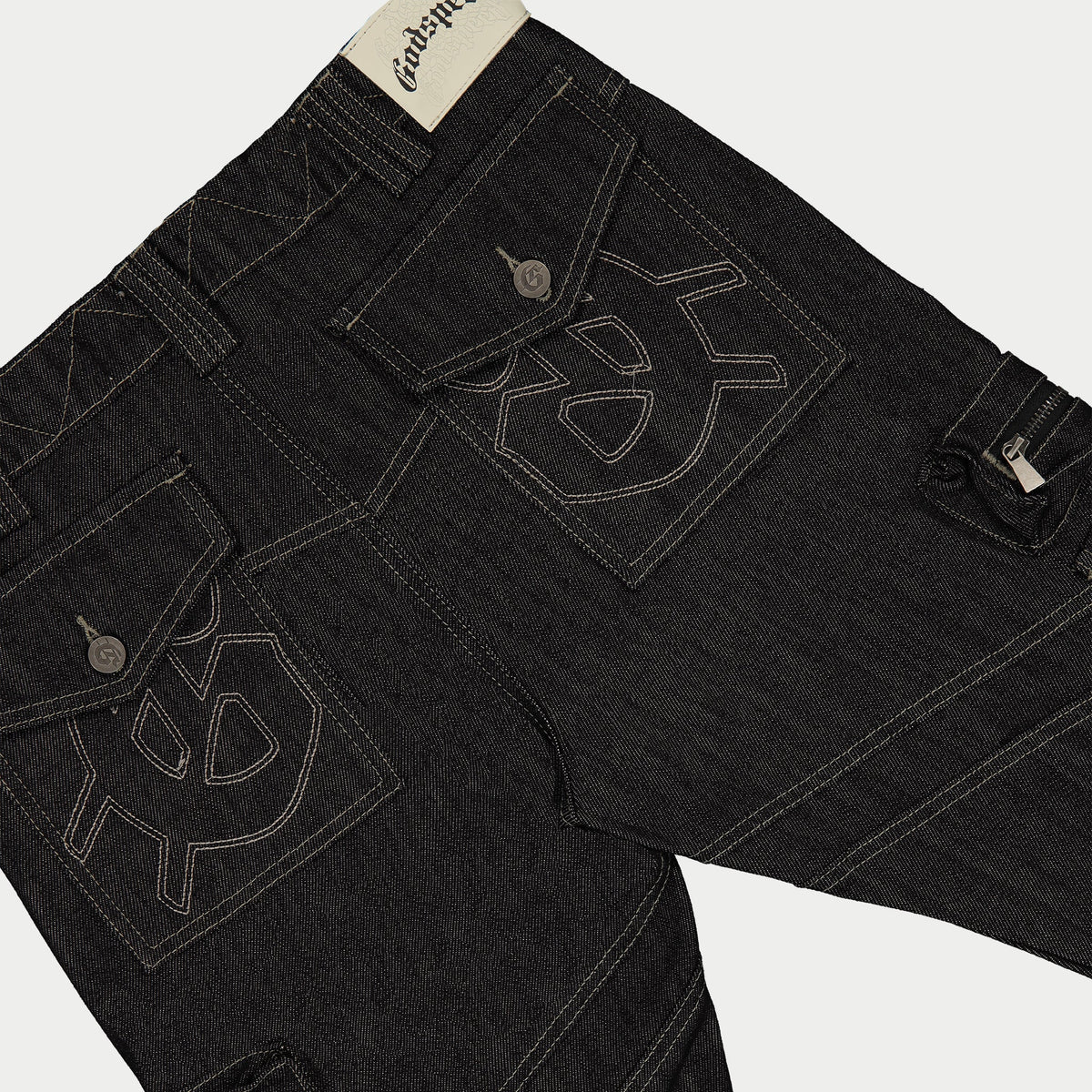 Godspeed Rockstar Flare Cargo Denim (Raw Black)
