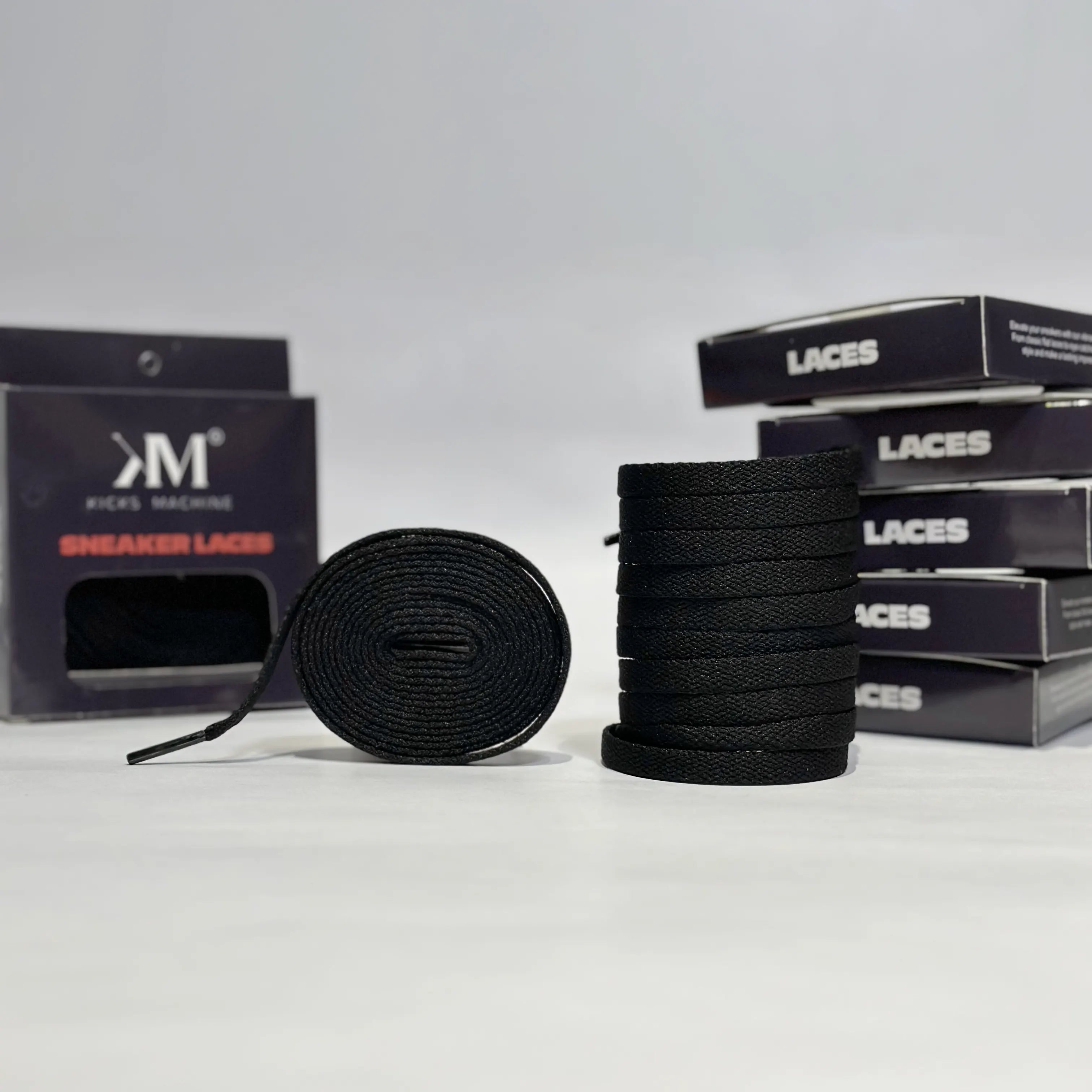 Flat Sneaker Laces- Black | Jordan laces | AJ1 Laces | Kicks Machine
